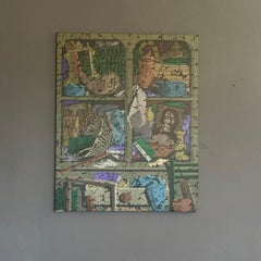 Figurative painting 'The myths Picasso', acrylic on canvas by Bruno Rinaldi 1993