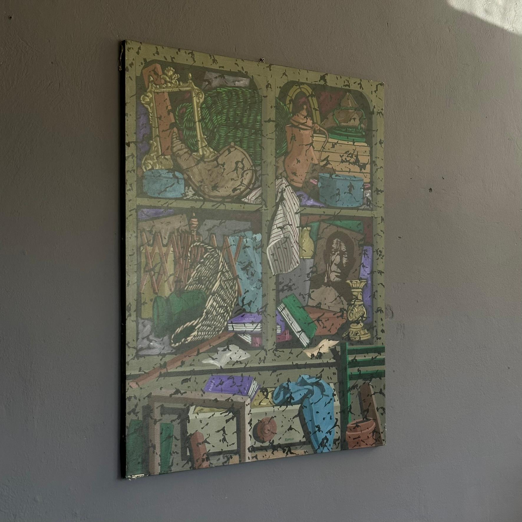 Italian Figurative painting 'The myths Picasso', acrylic on canvas by Bruno Rinaldi 1993 For Sale