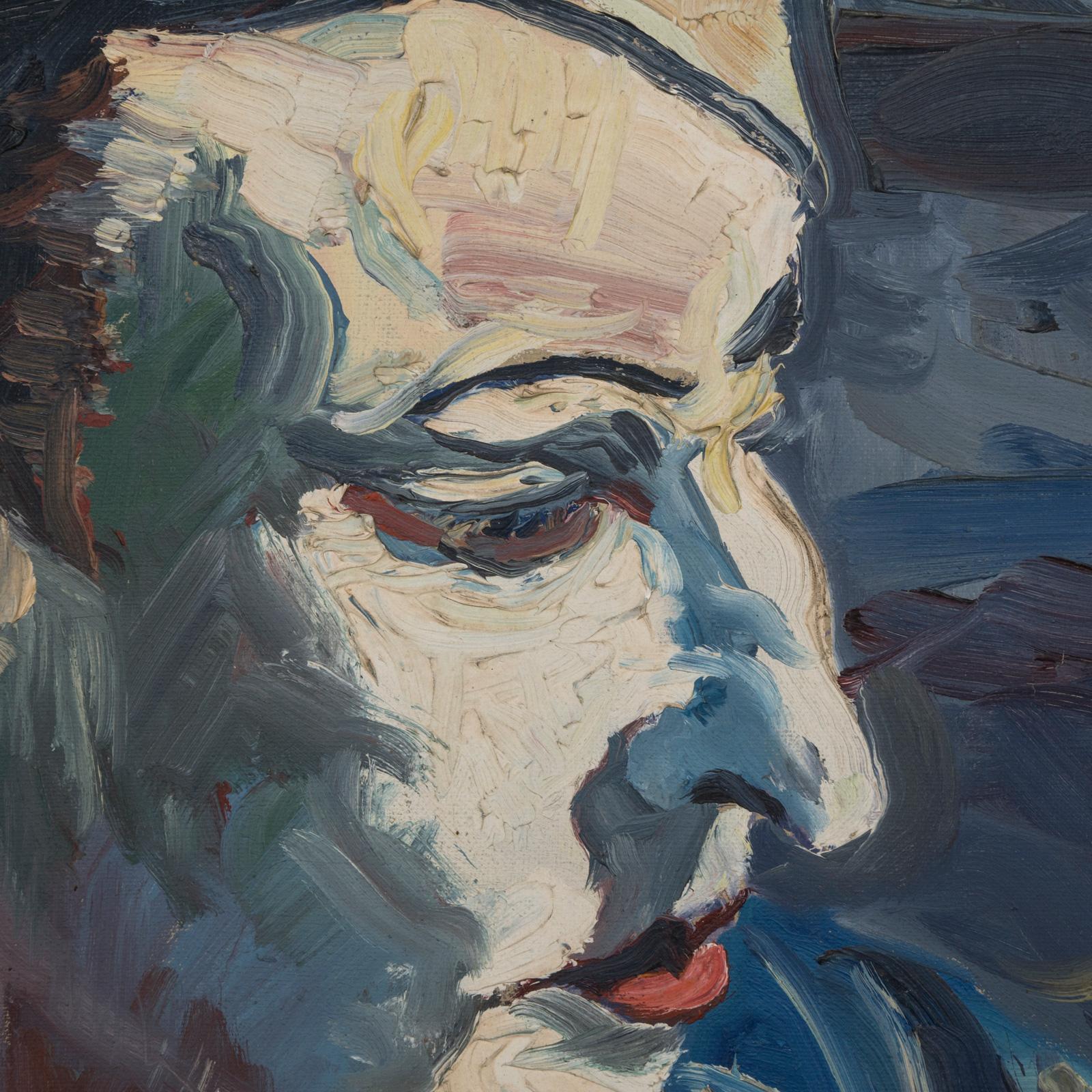 Peinture figurative à l'huile du clown Pierrot par Georges Prestat, 1948 Bon état - En vente à AMSTERDAM, NH
