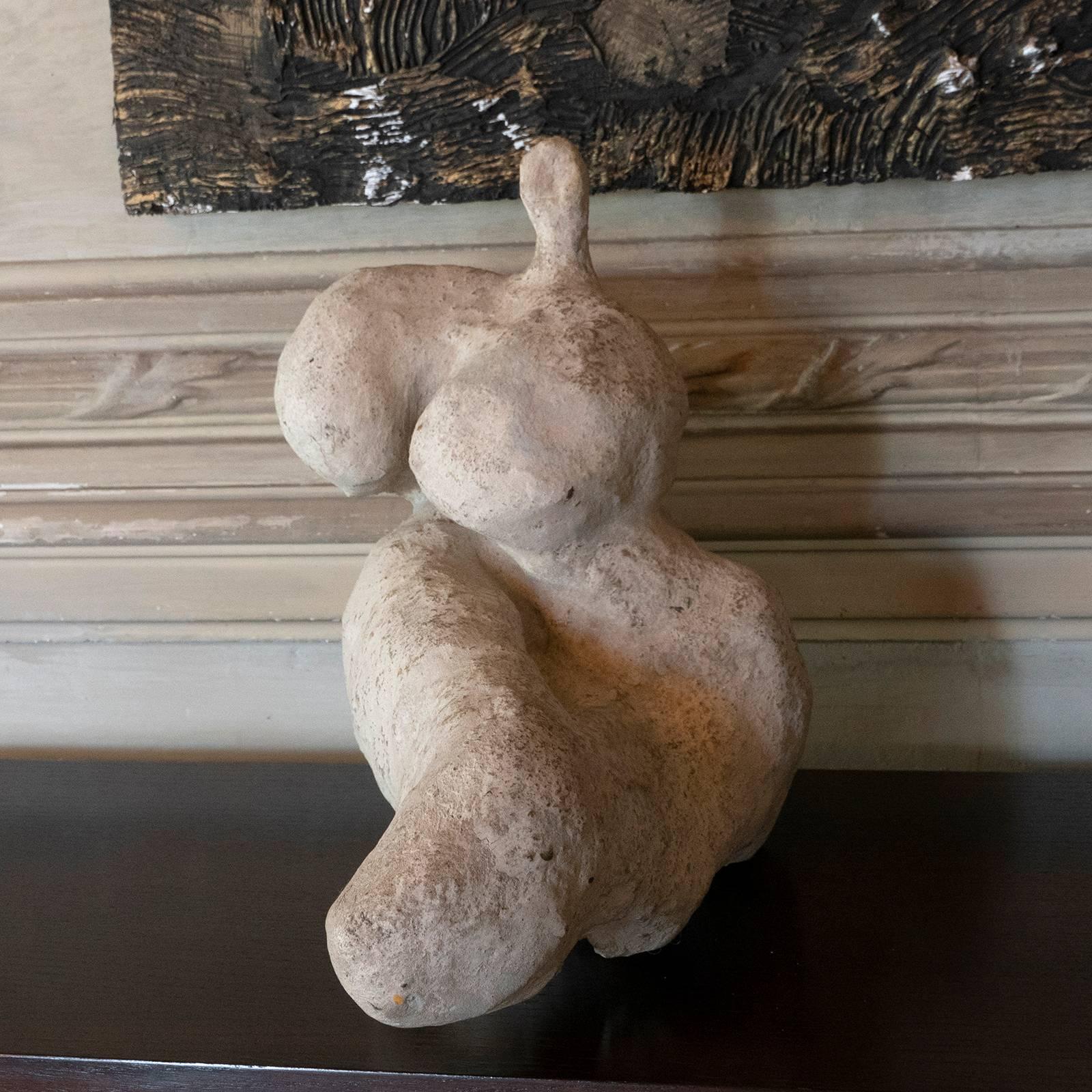 White plaster figurative sculpture with beautiful vintage patina.