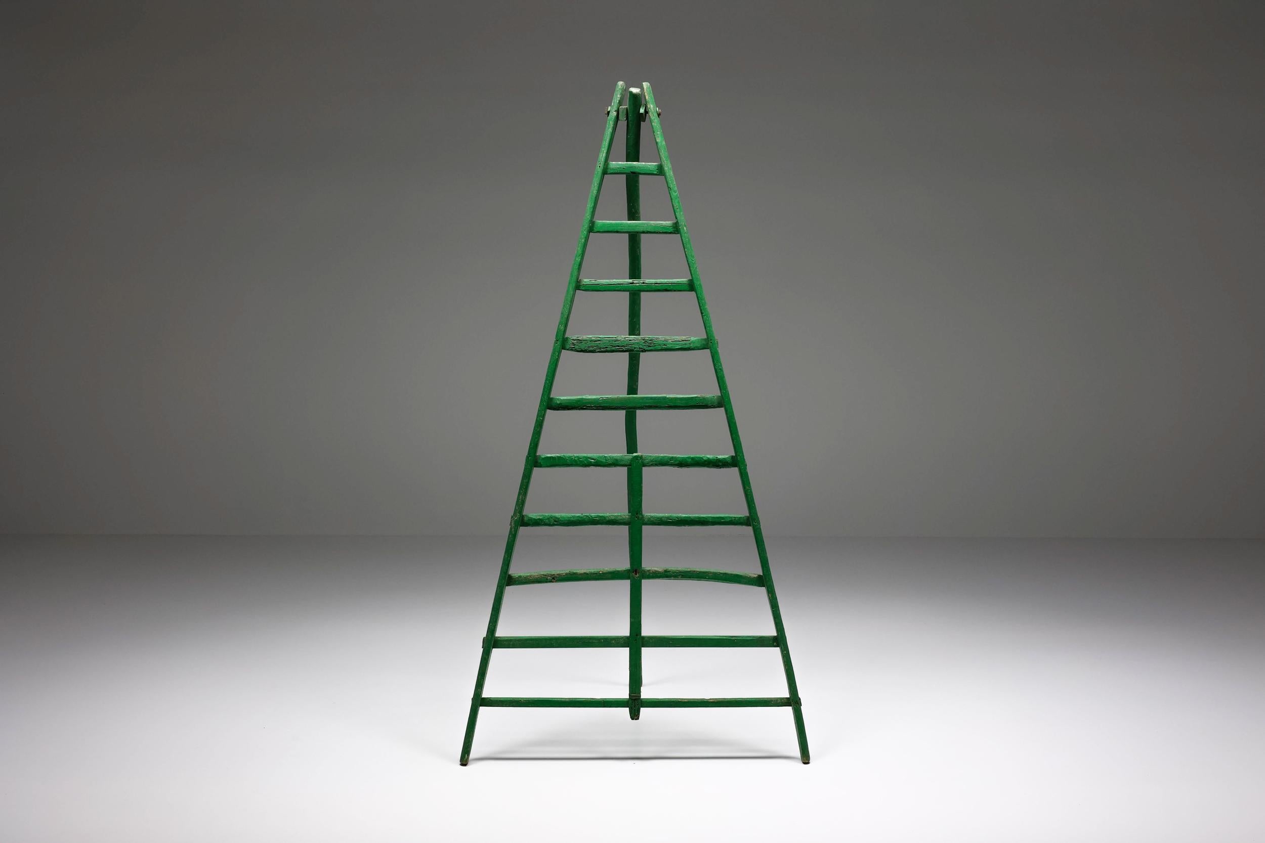 Ladder; figurative sculpture; objet trouvé; 19th Century; France; craftsmanship;


Figurative sculpture and 'objet trouvé' green fruit picking ladder made in the late 19th century in France. The depth is self-adjustable and the green patina