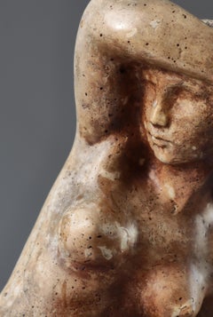 Scultura figurativa di donna in piedi dell'artista danese Ejnar Breinholt, 1930