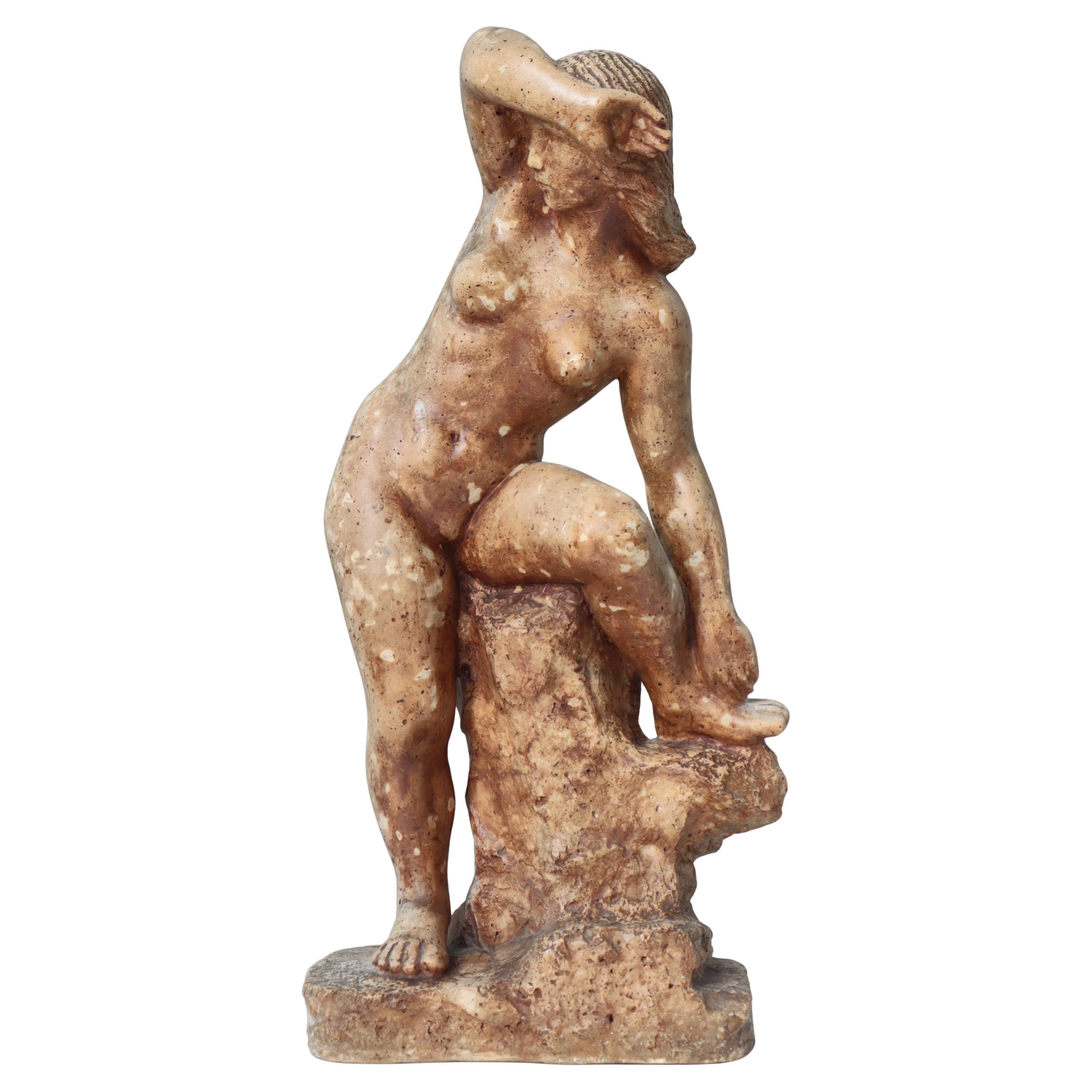 Figurative Sculpture of Standing Woman by Danish Artist Ejnar Breinholt, 1930s
