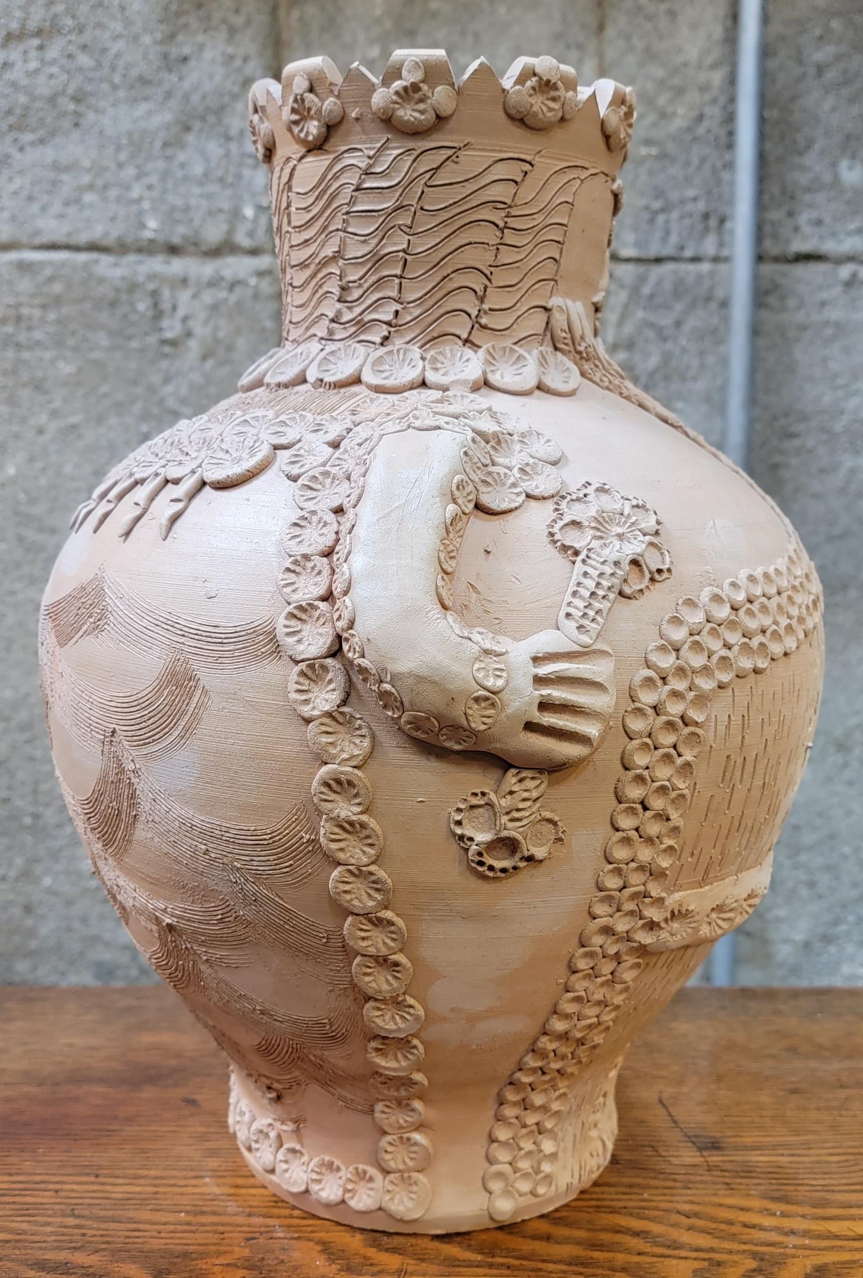 Figurative Terracotta Vase from Spain In Good Condition In Fulton, CA