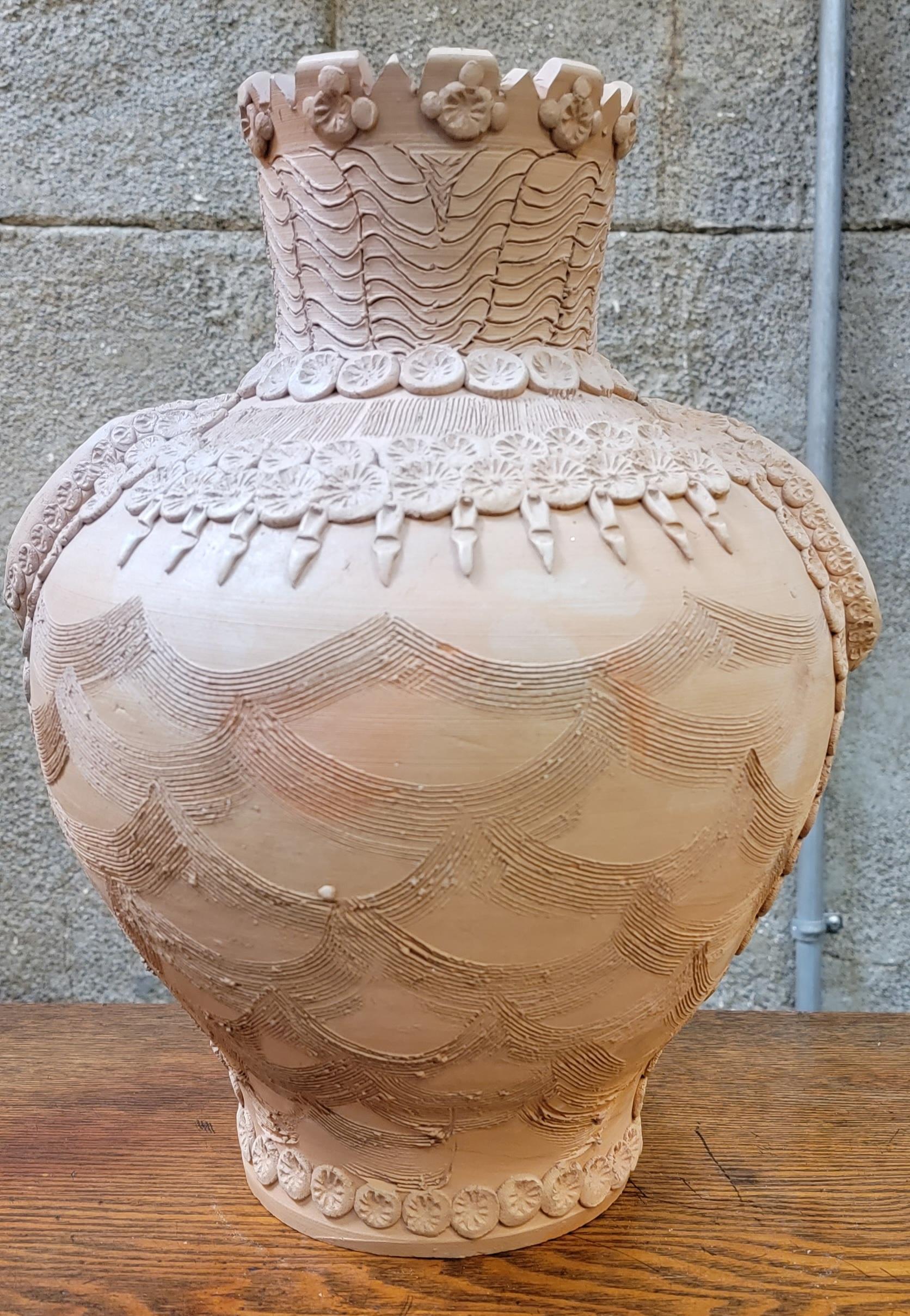 Figurative Terracotta Vase from Spain 1
