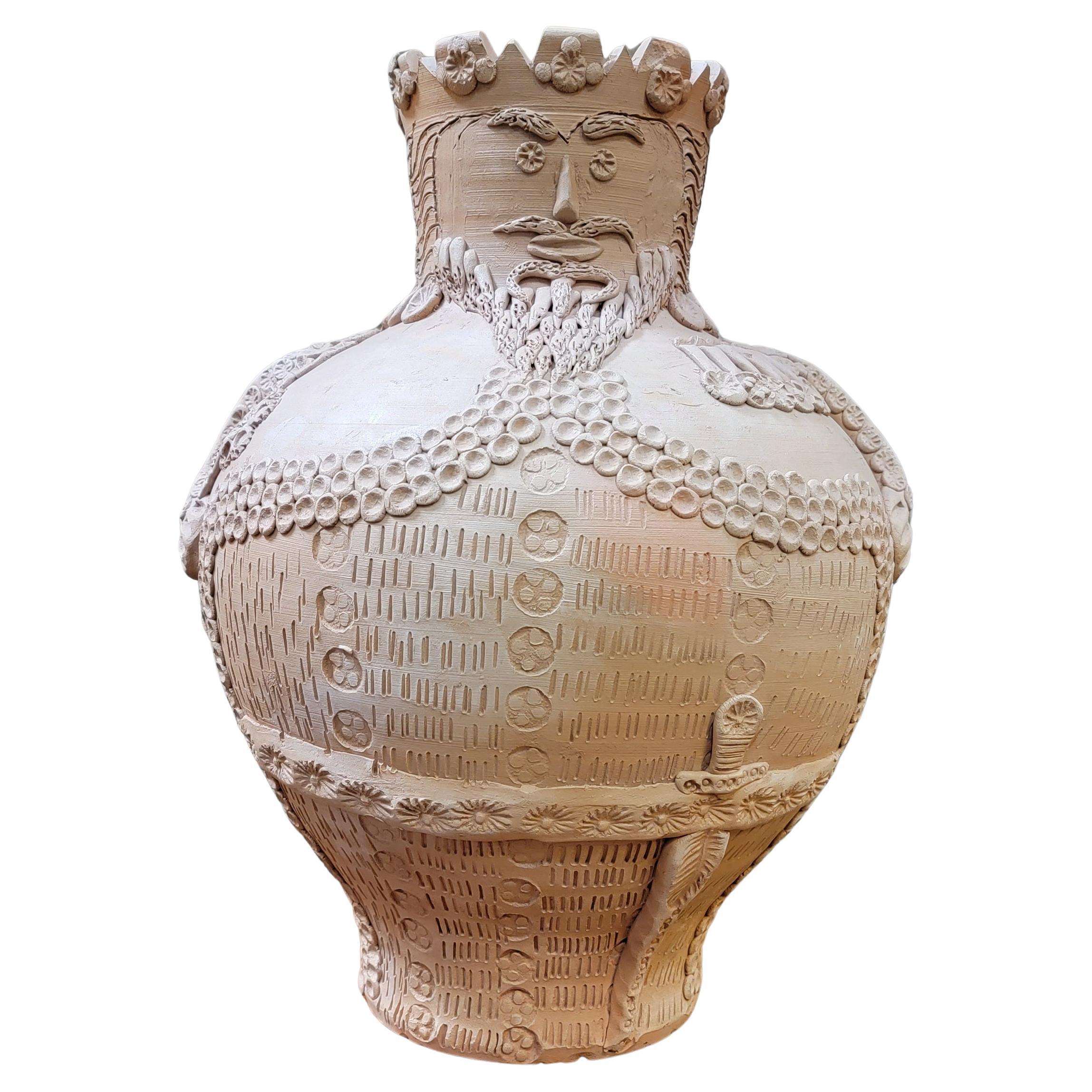 Vase espagnol des années 1940 « Perula » en terre cuite émaillée verte