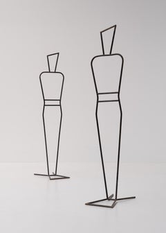 Figurative Steel Mannequin Sculpture and Clothes Stand, 1960s France
