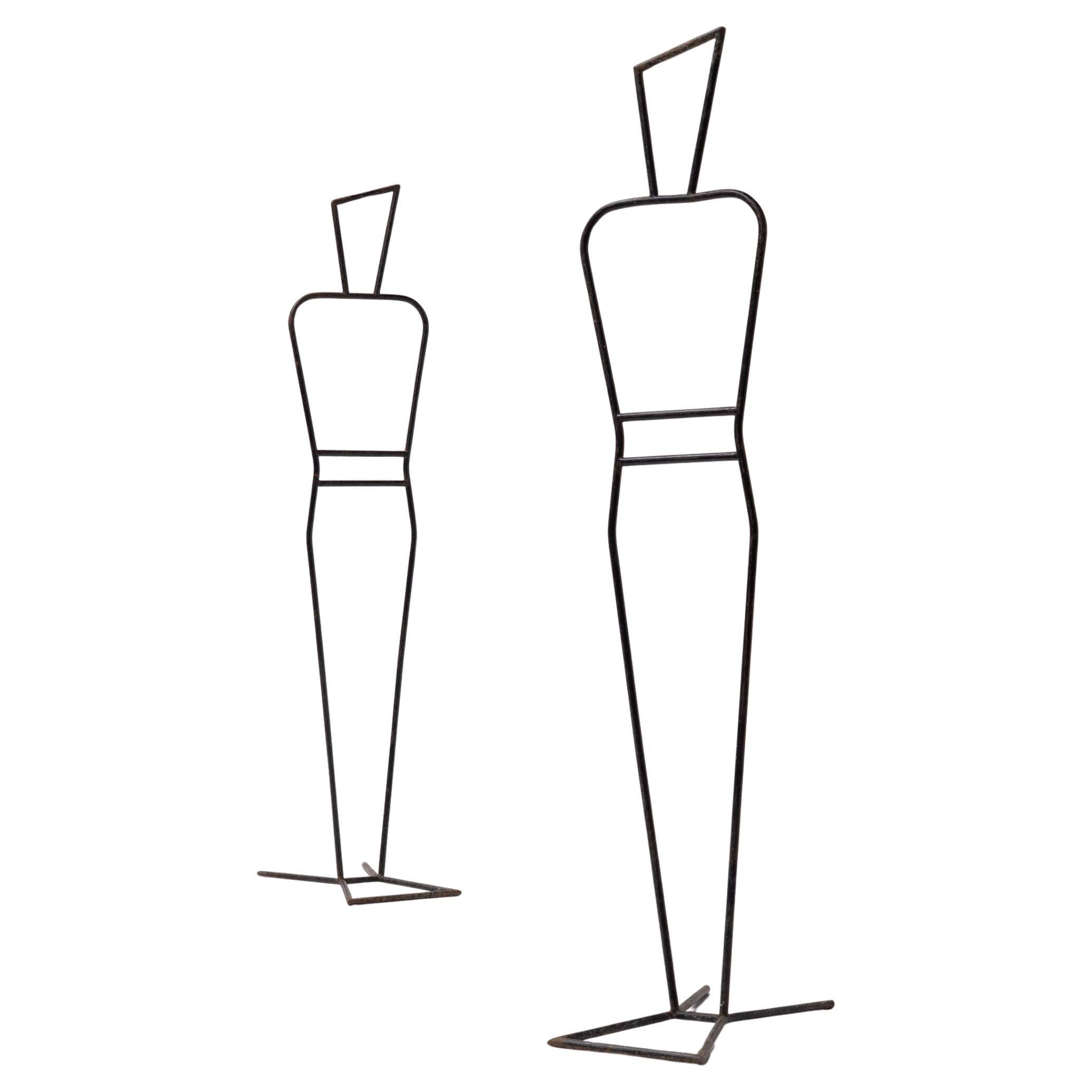 Sculpture figurative de mannequin en acier et porte-vêtements, années 1960 France en vente