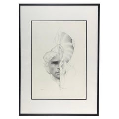 Figurative Surrealist Black and White Lithograph by Gerald Moreno, Signed