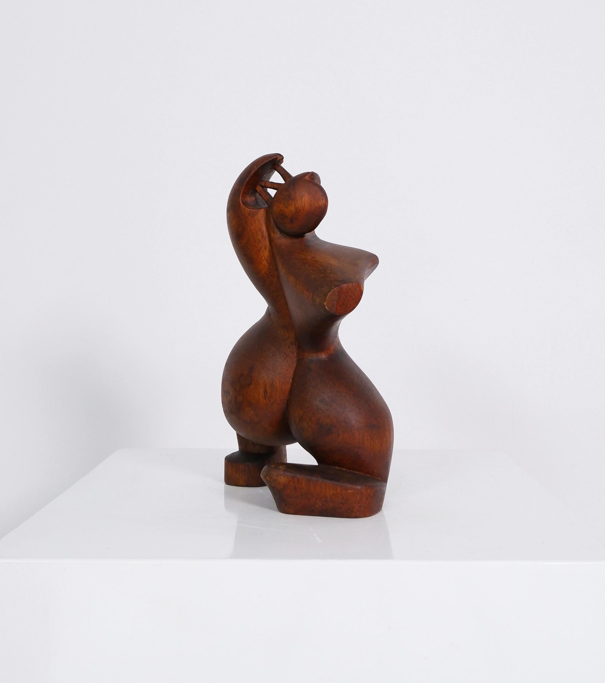 Mid-Century Modern Figurative Surrealist Wooden Sculpture, c.1960