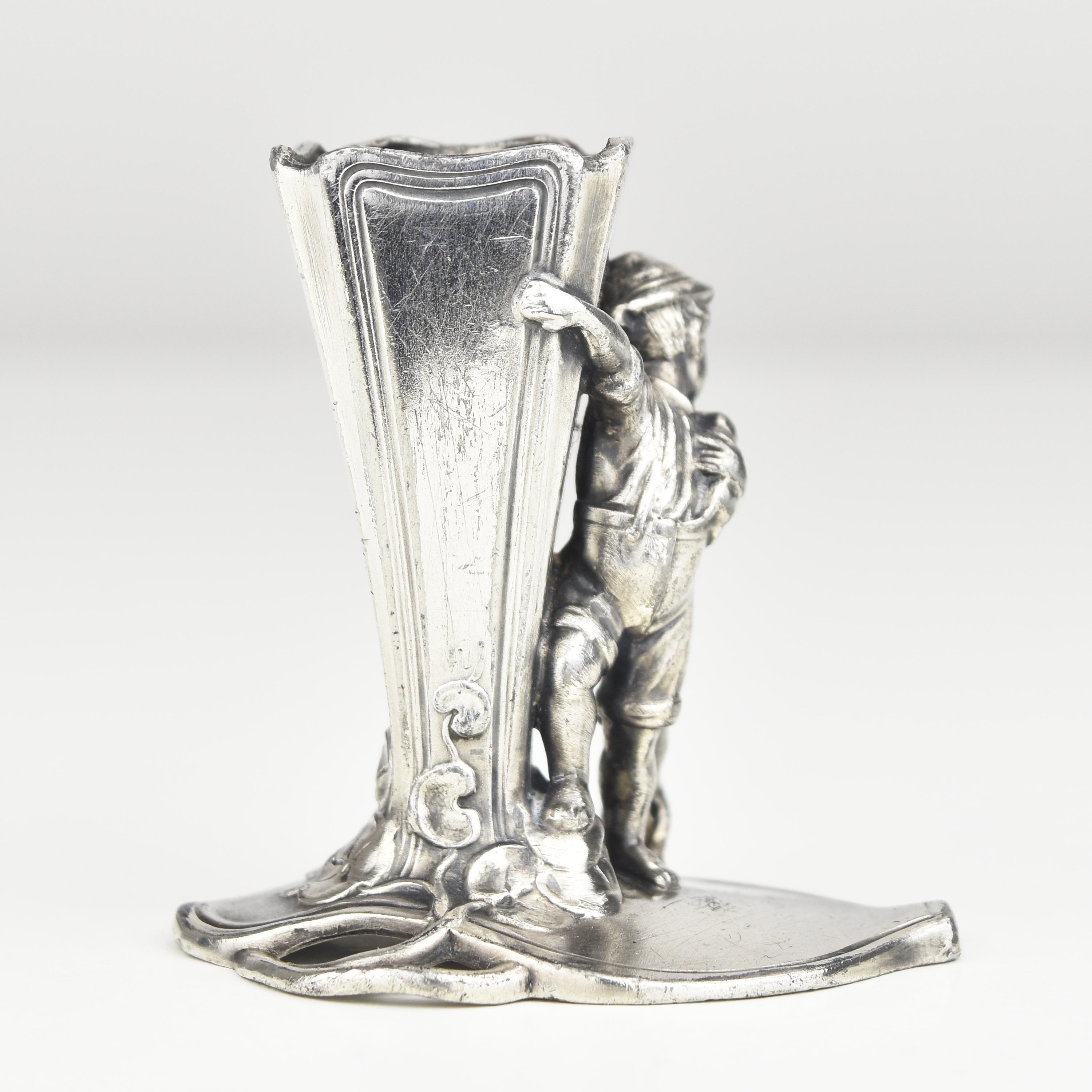 German Figurative Toothpick Holder Stand WMF Art Nouveau Antique Silverplated For Sale