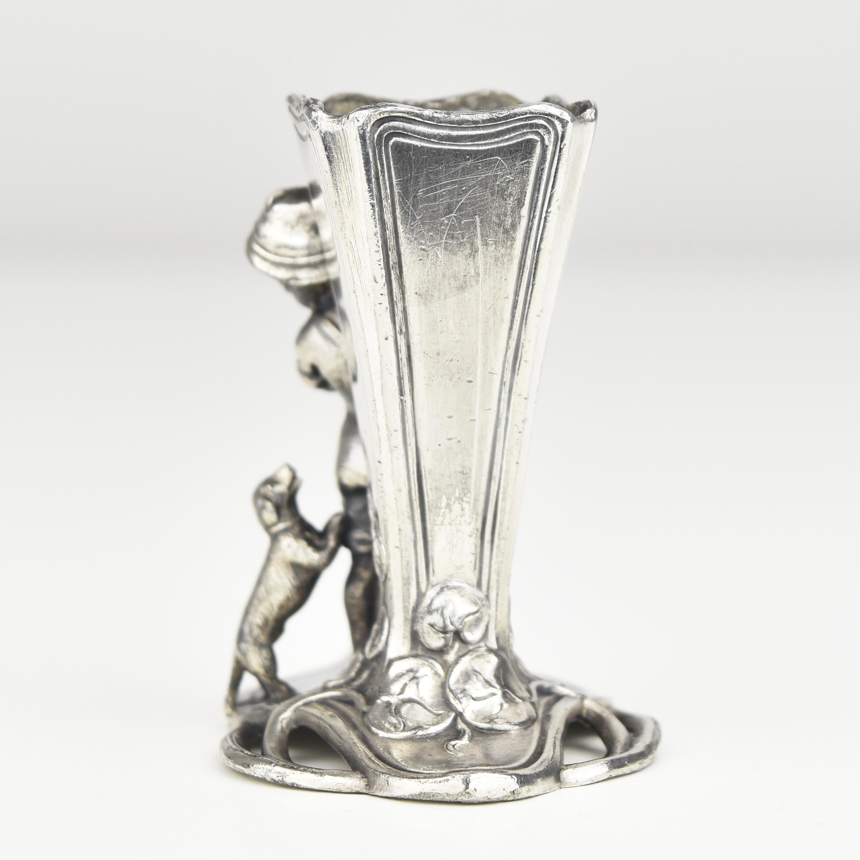 Allemand Figurative Toothpick Holder Stand WMF Art Nouveau Antique Silverplated en vente