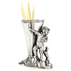 Figurative Toothpick Holder Stand WMF Art Nouveau Used Silverplated