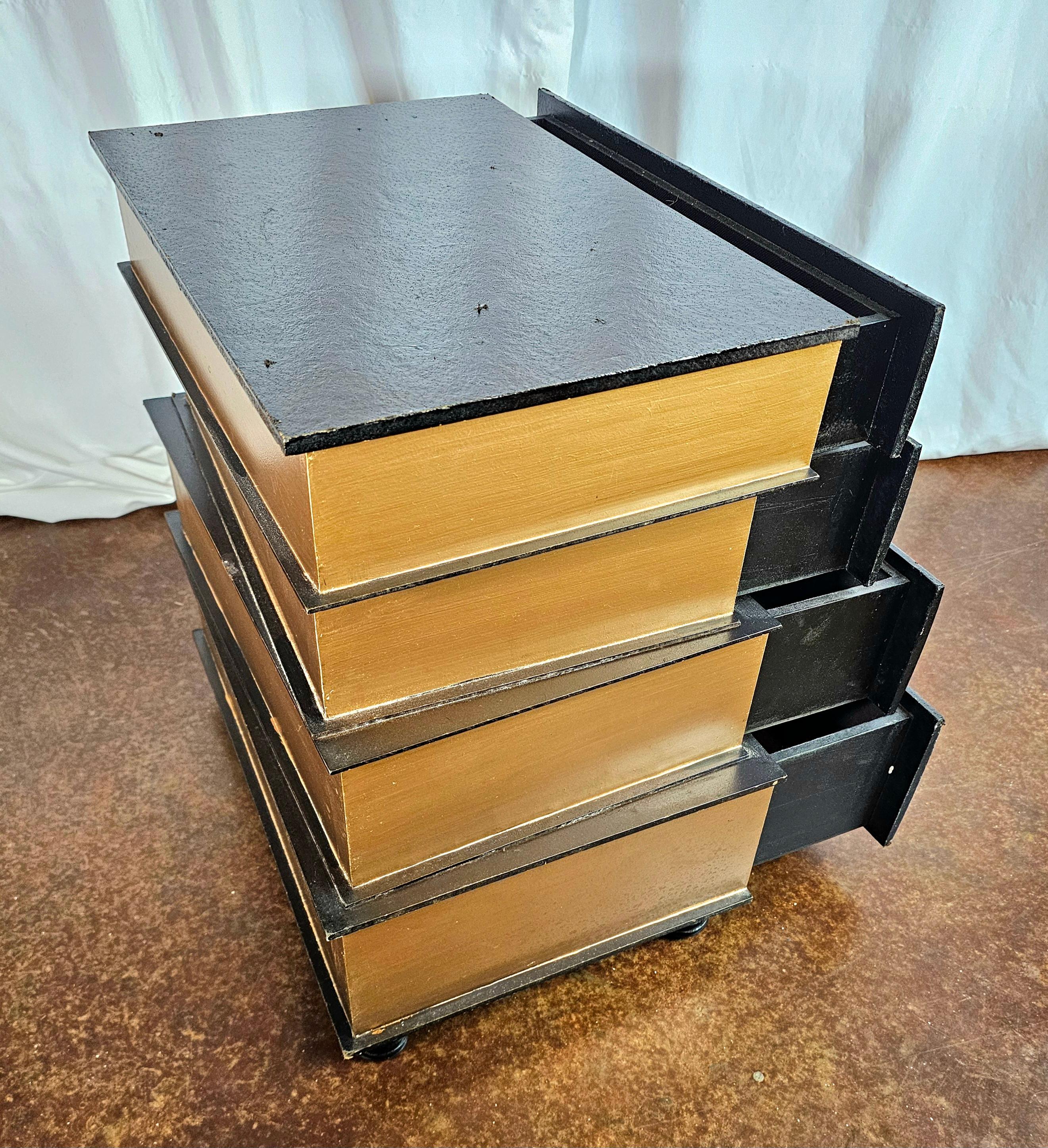 Figurative Vintage Leather Stack of Books Side Table For Sale 4