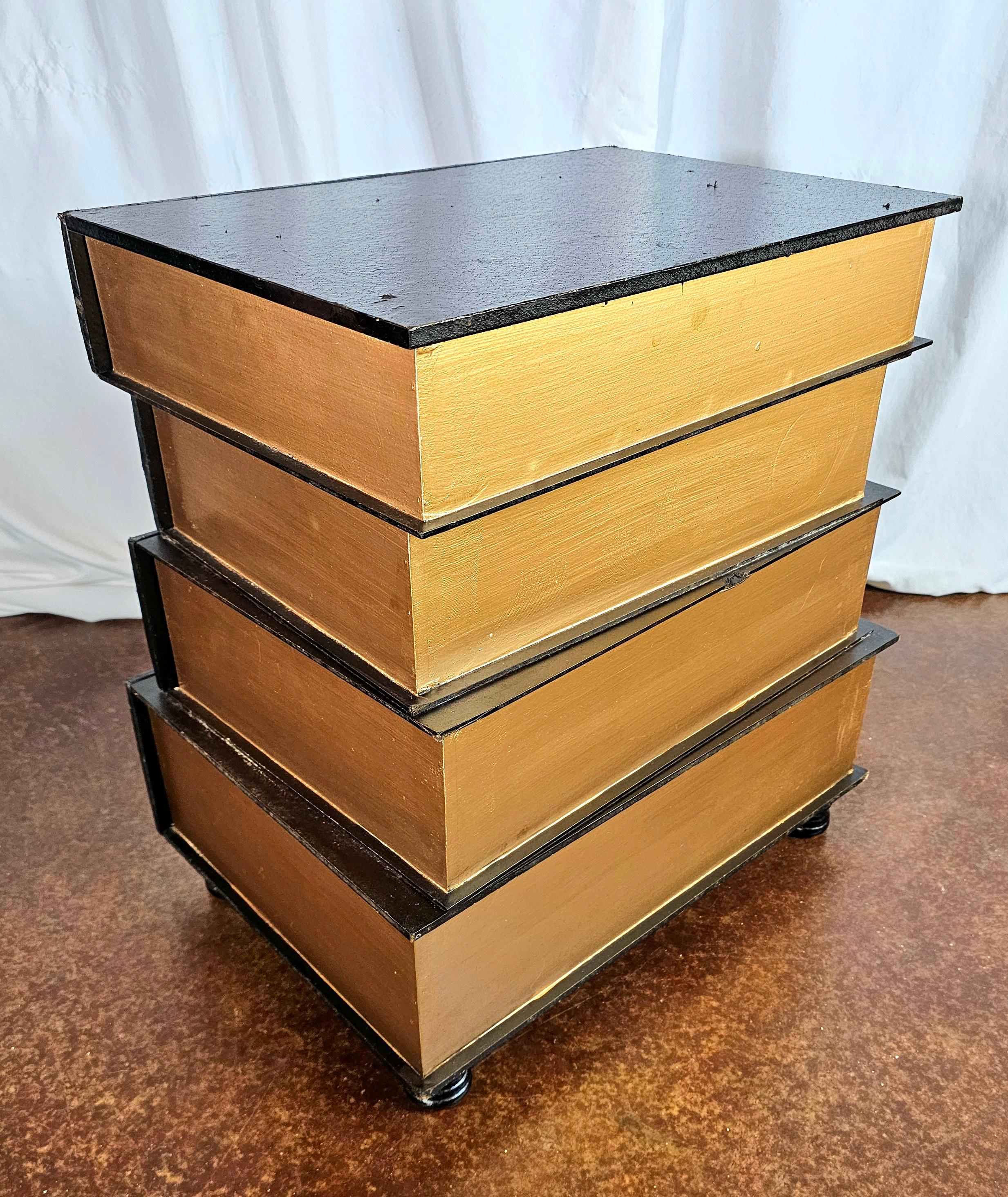 Figurative Vintage Leather Stack of Books Side Table For Sale 1