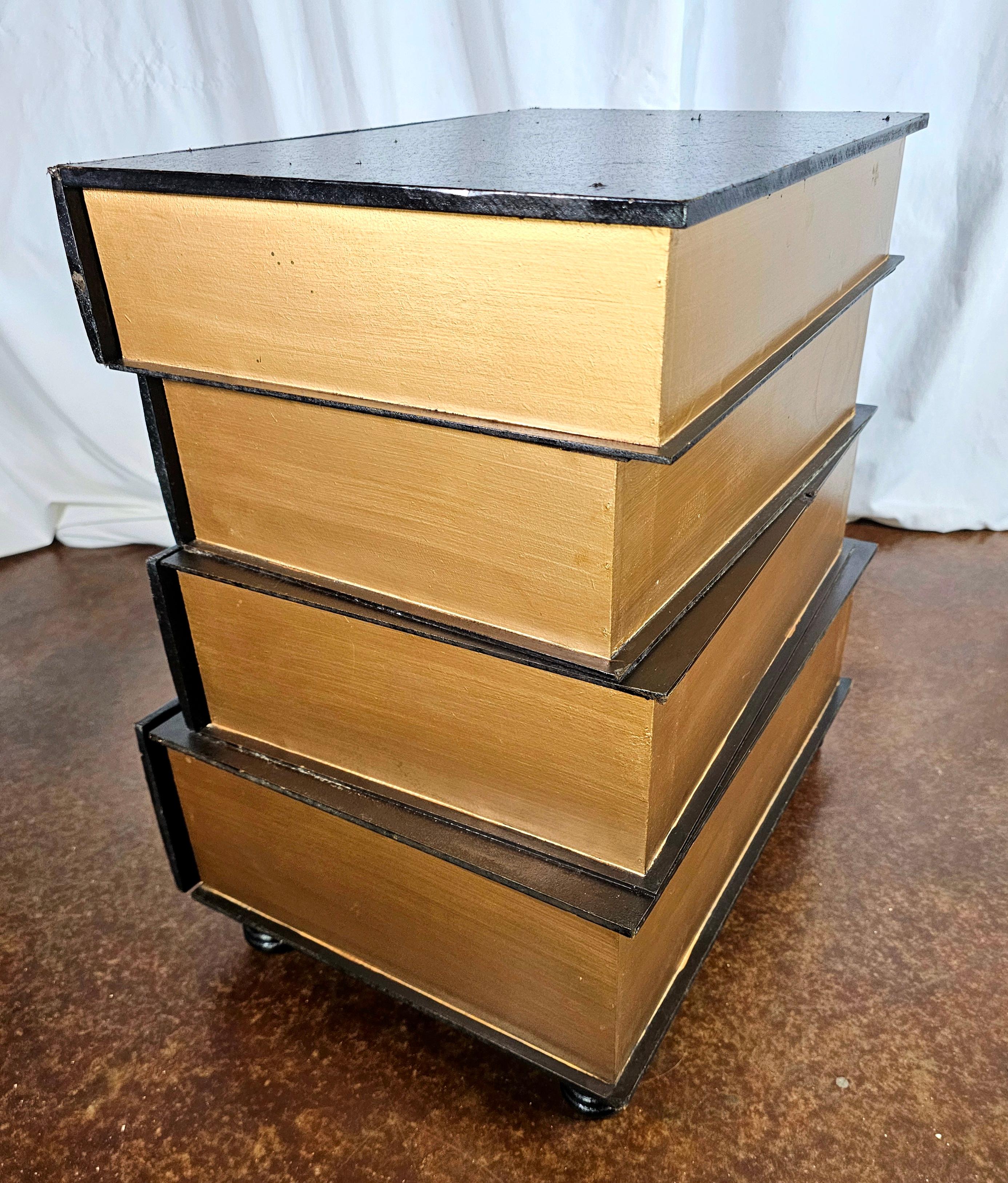 Figurative Vintage Leather Stack of Books Side Table For Sale 2