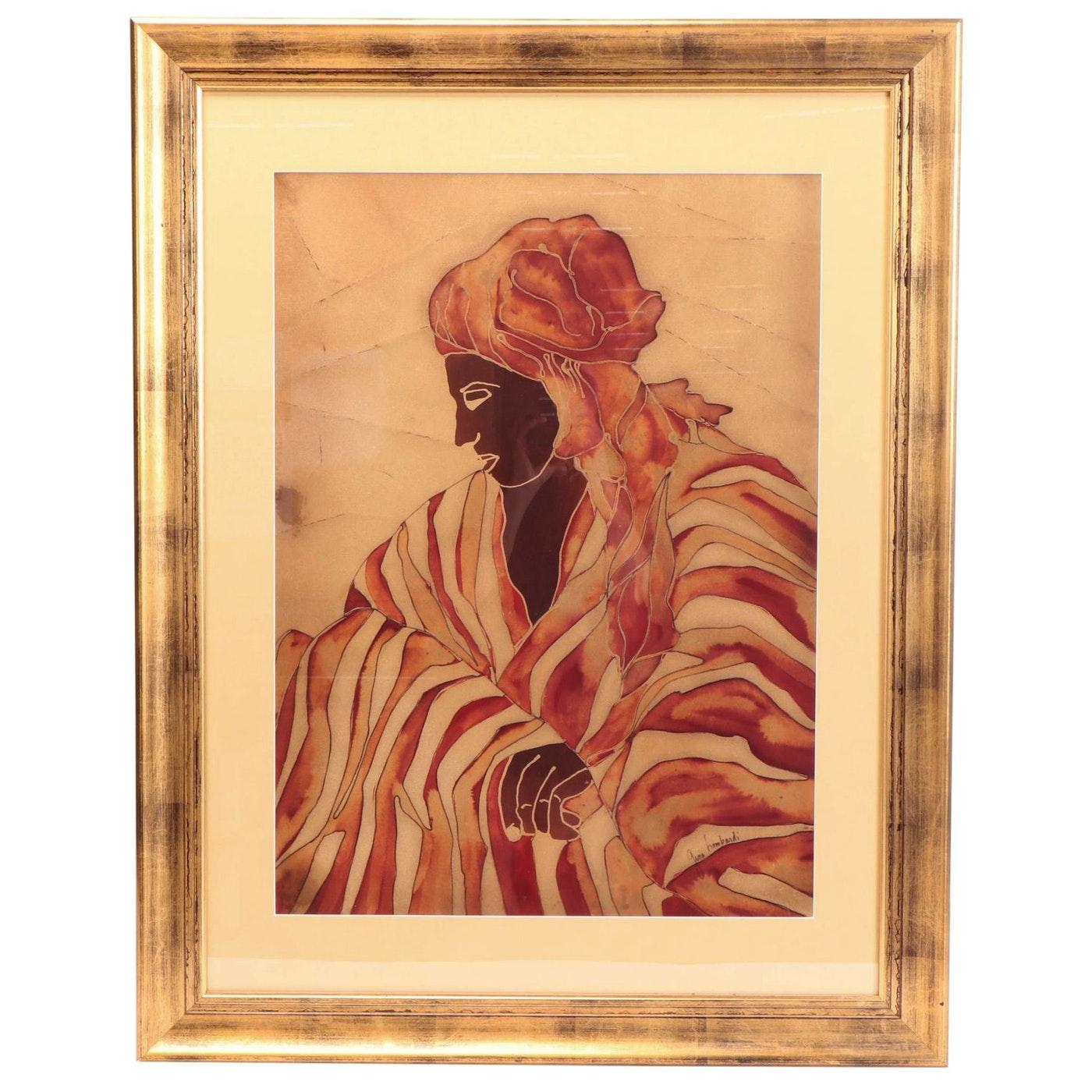 Gina Lombardi Bratter (American, 20th century)
Untitled (figure), late 20th century
Watercolor painting on paper
Signed to the lower right
Item not examined outside of mounting

Introducing the captivating Figurative Watercolor Painting by Gina