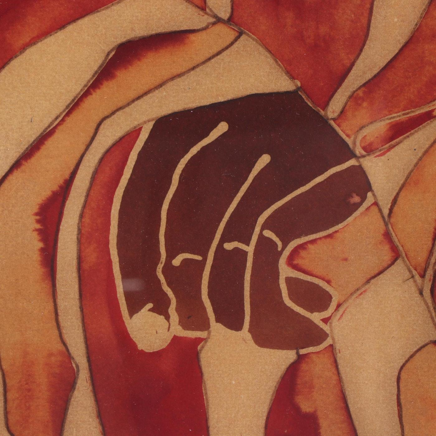 Figurative Watercolor Painting by Gina Lombardi Bratter In Good Condition In Los Angeles, CA