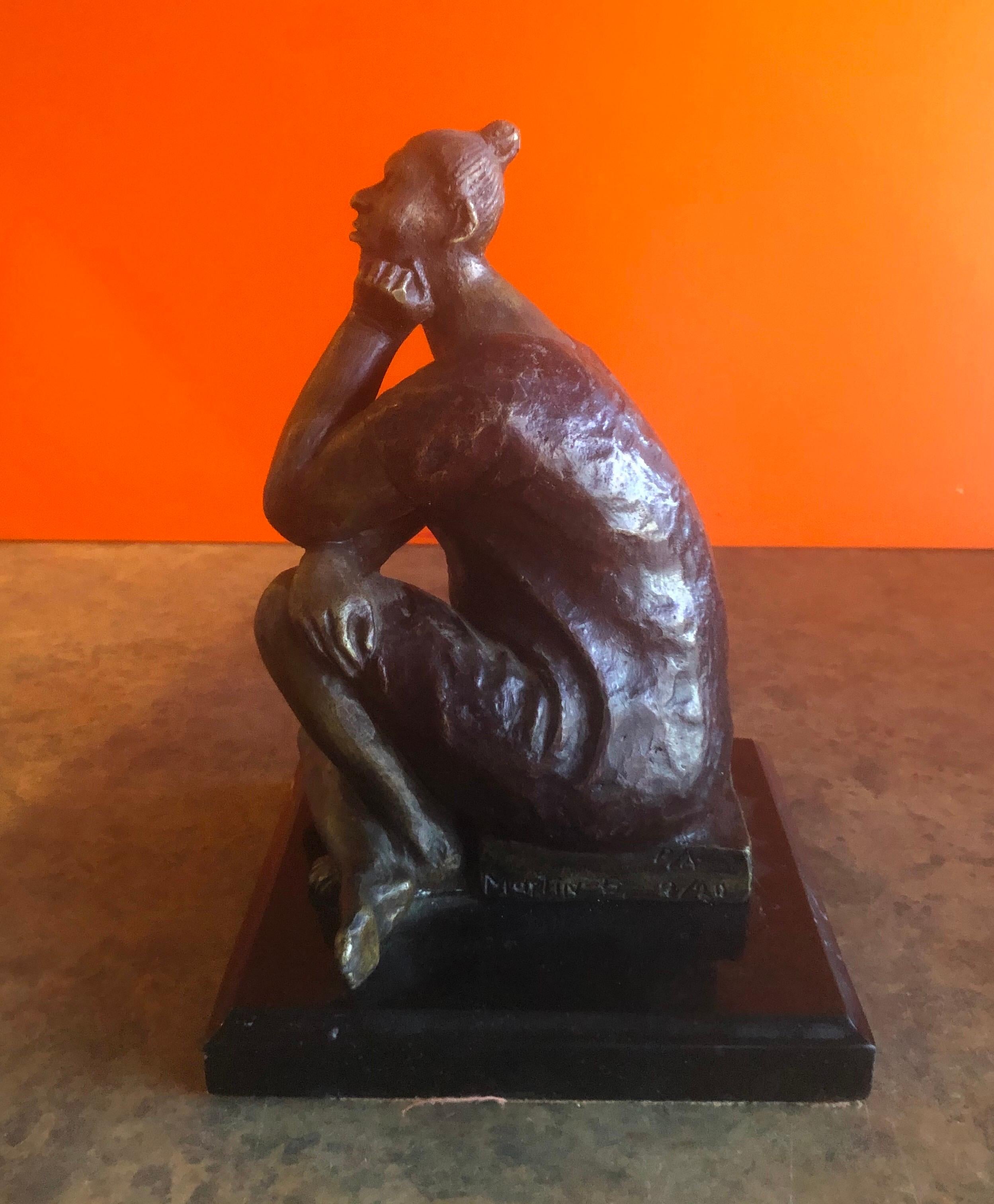 Polychromed Figurative Woman in Bronze in the Style of Fernando Botero by Martin G