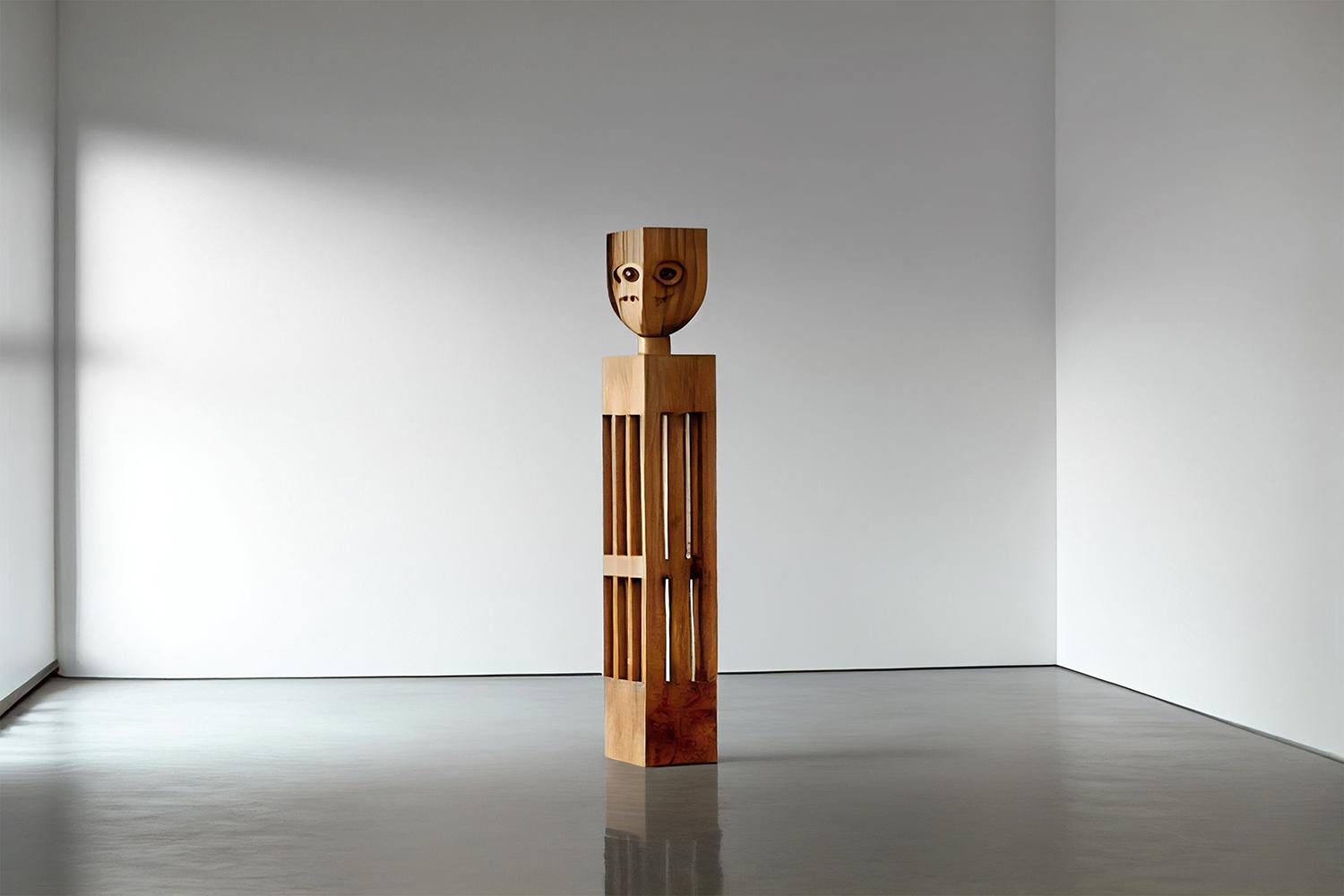 Mexican Figurative Wood Sculpture Inspired in Constantin Brancusi art, 3 Kings by NONO A For Sale