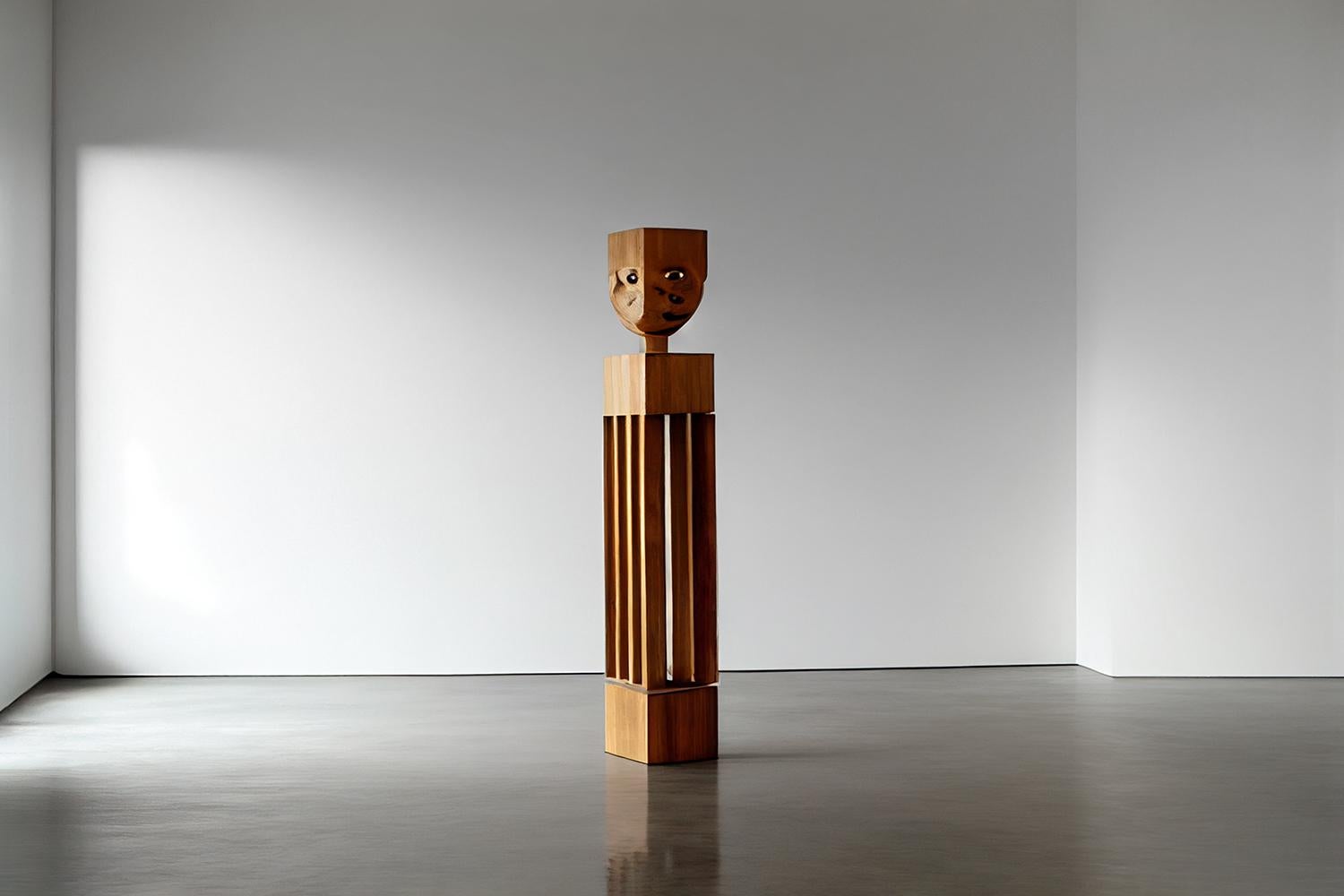 Hand-Crafted Figurative Wood Sculpture Inspired in Constantin Brancusi art, 3 Kings by NONO A For Sale