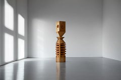 Figurative Wood Sculpture Inspired in Constantin Brancusi Art, 3 Kings by Nono B