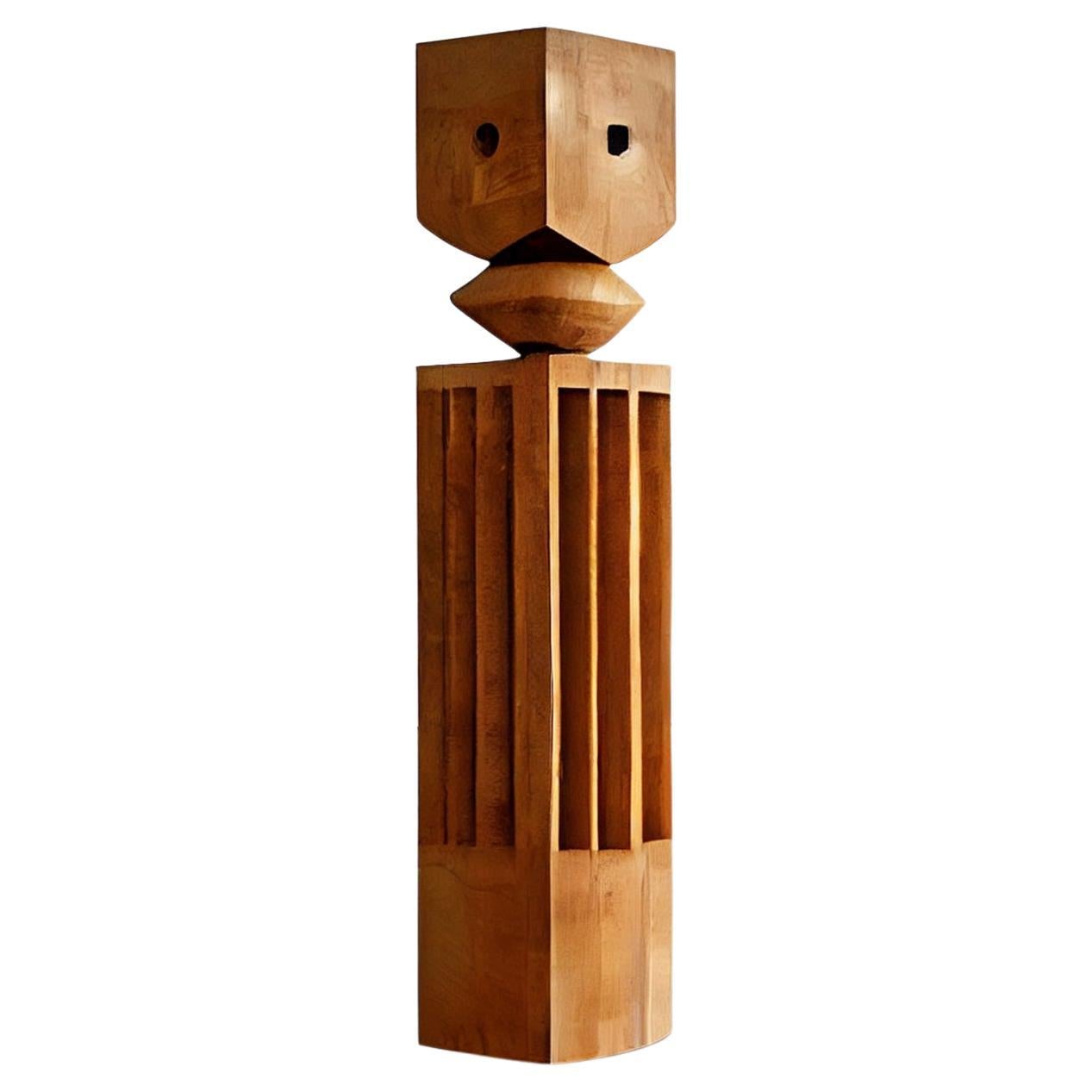 Figurative Wood Sculpture Inspired in Constantin Brancusi Art, 3 Kings by Nono C