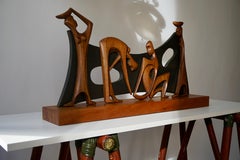 Figurative Wooden Sculpture by F Tamba