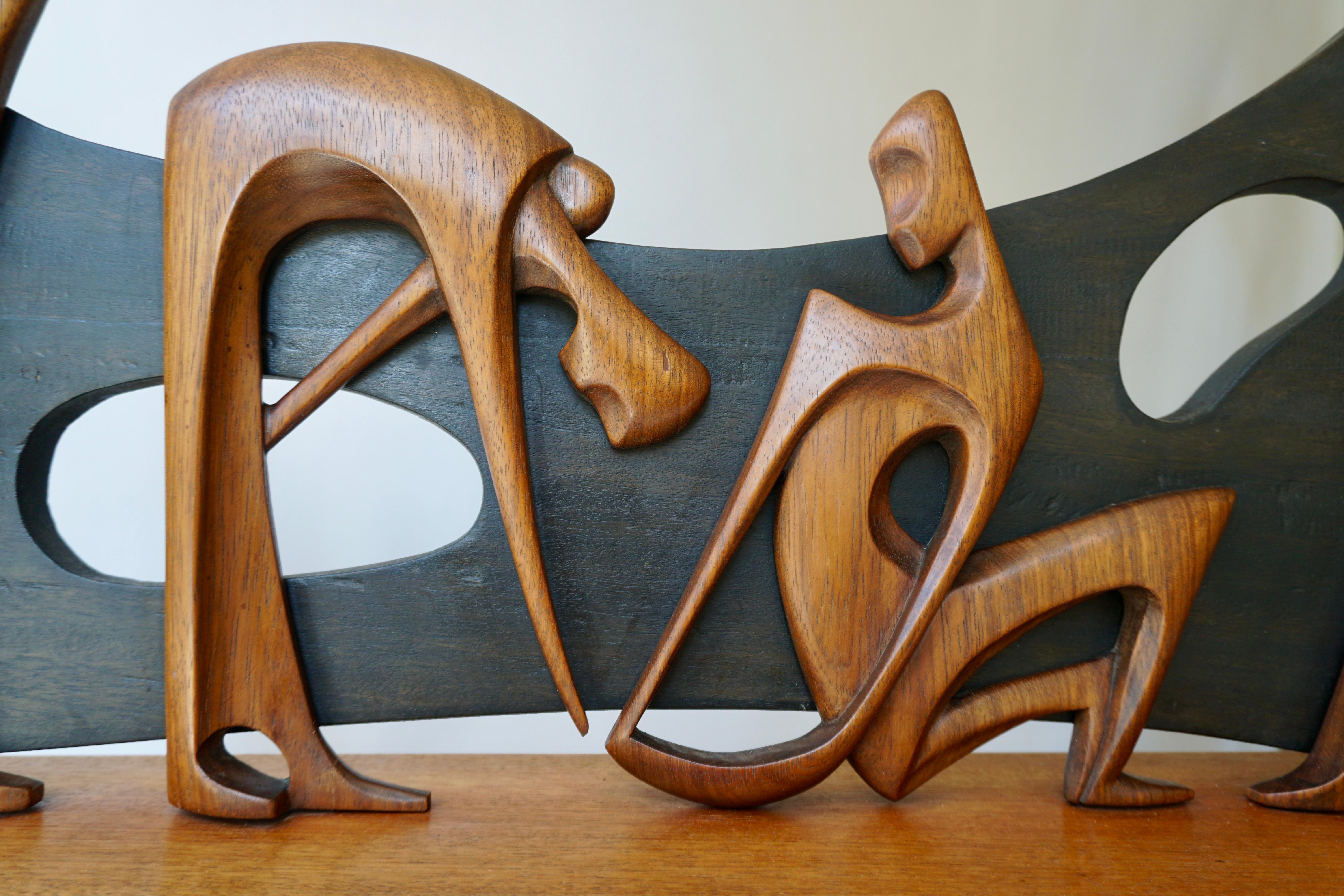 20th Century Figurative Wooden Sculpture by F Tamba For Sale