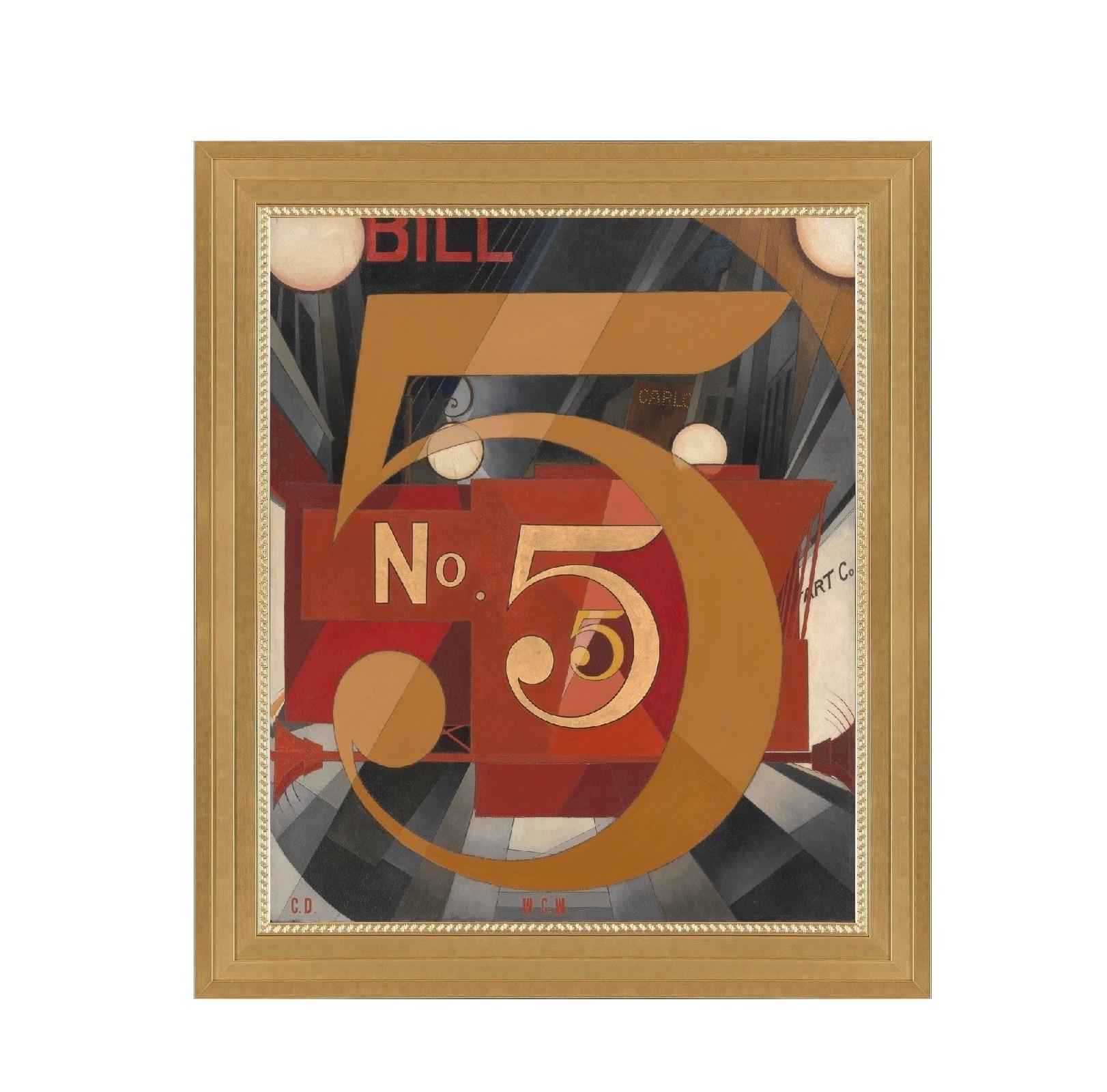 Figure 5 in Gold, after Art Deco Oil Painting by Charles Demuth For Sale