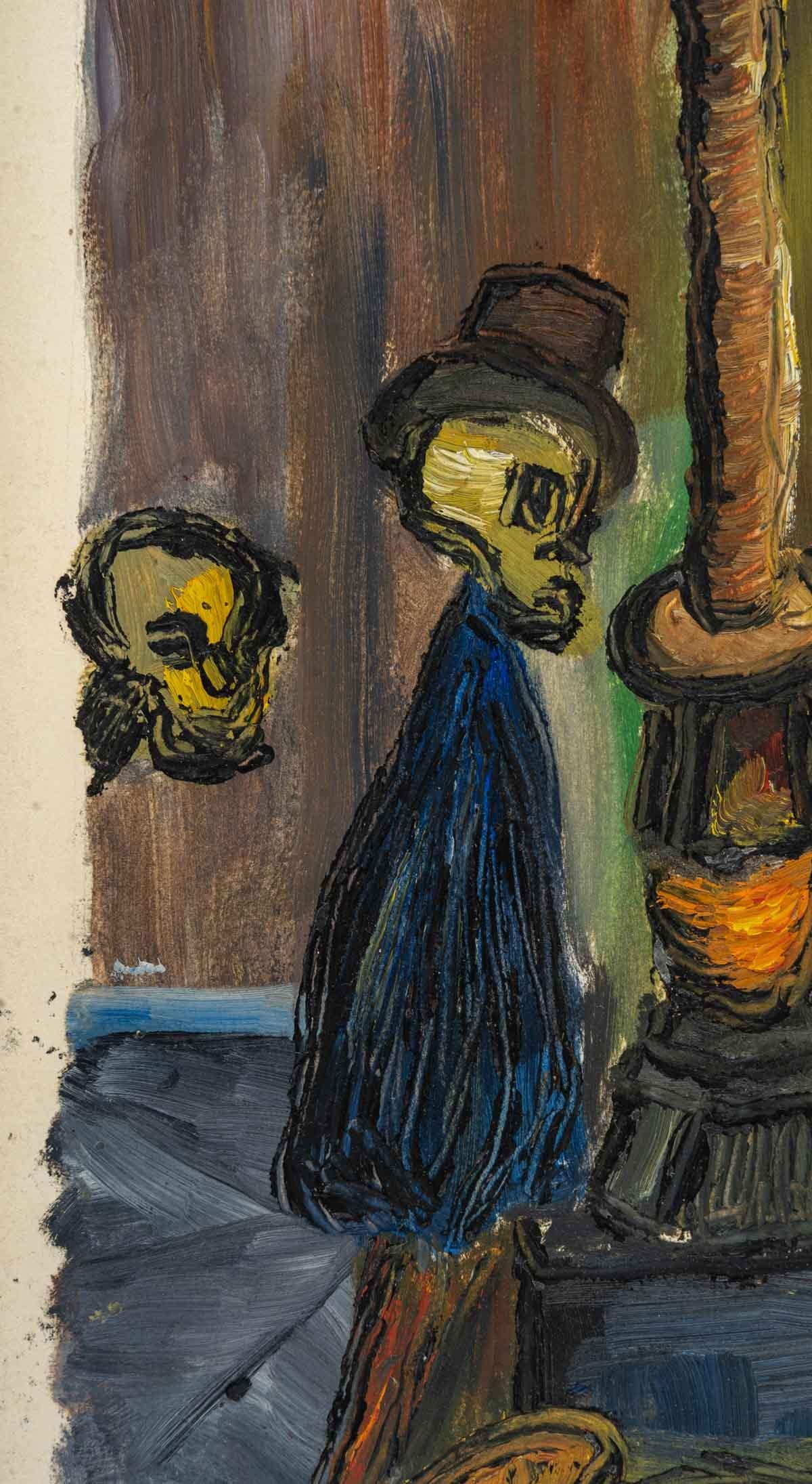 Figure by a Woodstove, oil on paper, 20th century.
Measures: H: 31.5, W: 24 cm.
