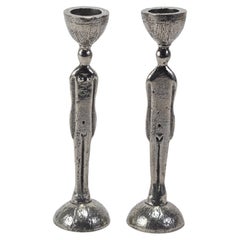 Retro Figure Candleholder Set in Pewter