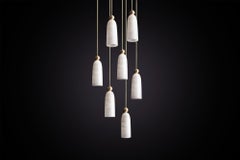 Marc Wood Figure Pendant Luxury Light 7 piece,  Brushed Brass & Alabaster