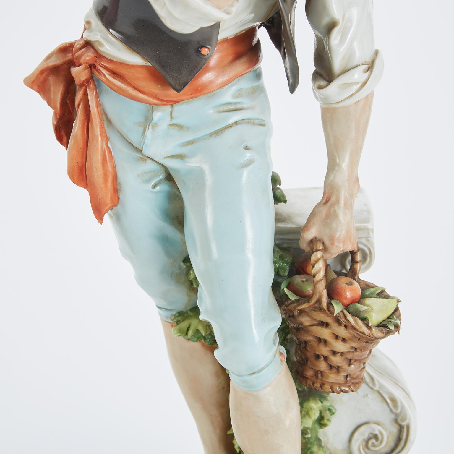 Figura di Contadini Porcellana Italiana Cappe 1960s Allegoria dell Abbondanza en venta 2