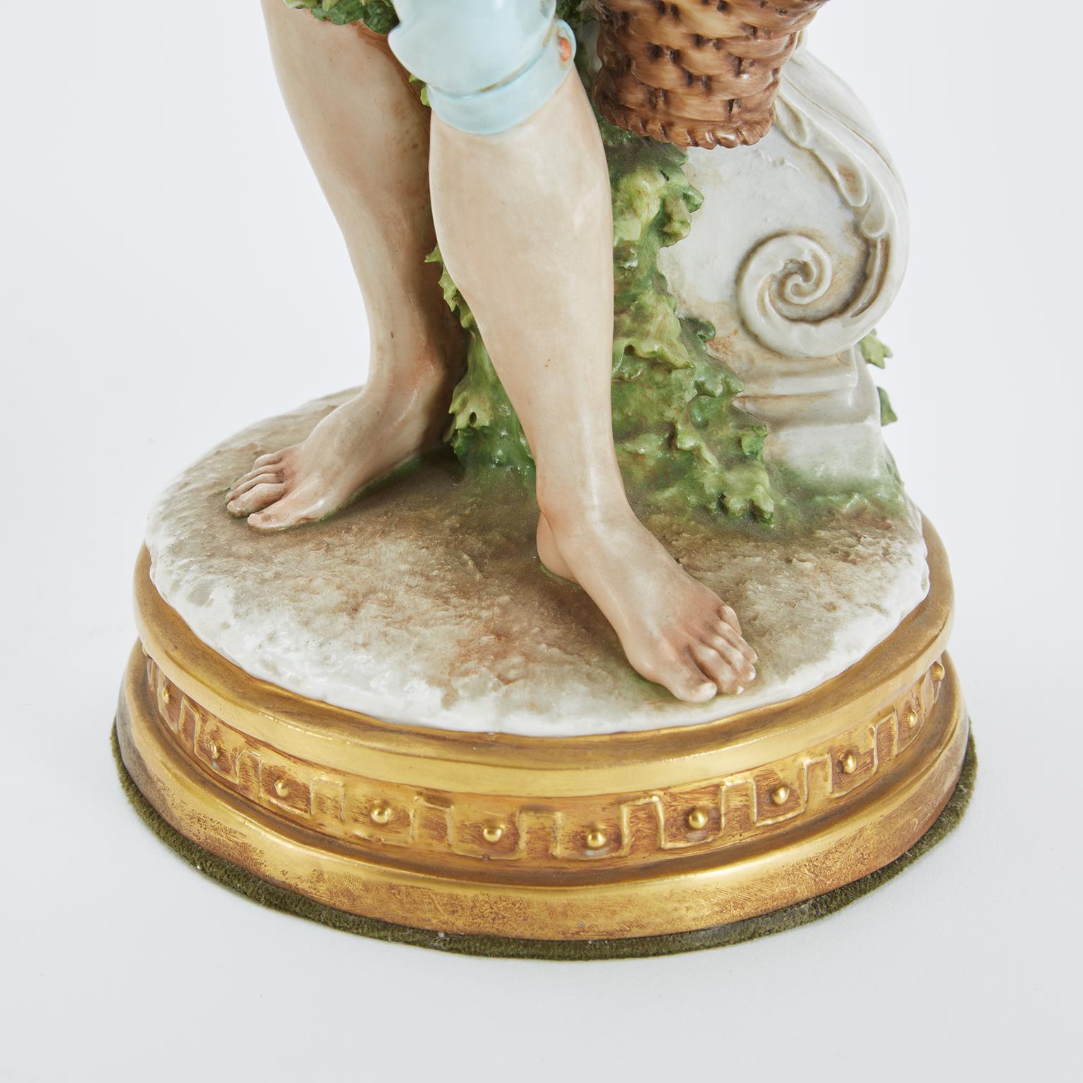 Figura di Contadini Porcellana Italiana Cappe 1960s Allegoria dell Abbondanza en venta 3