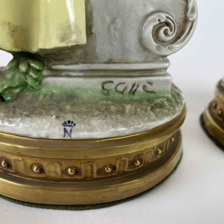 Figura di Contadini Porcellana Italiana Cappe 1960s Allegoria dell Abbondanza en venta 4