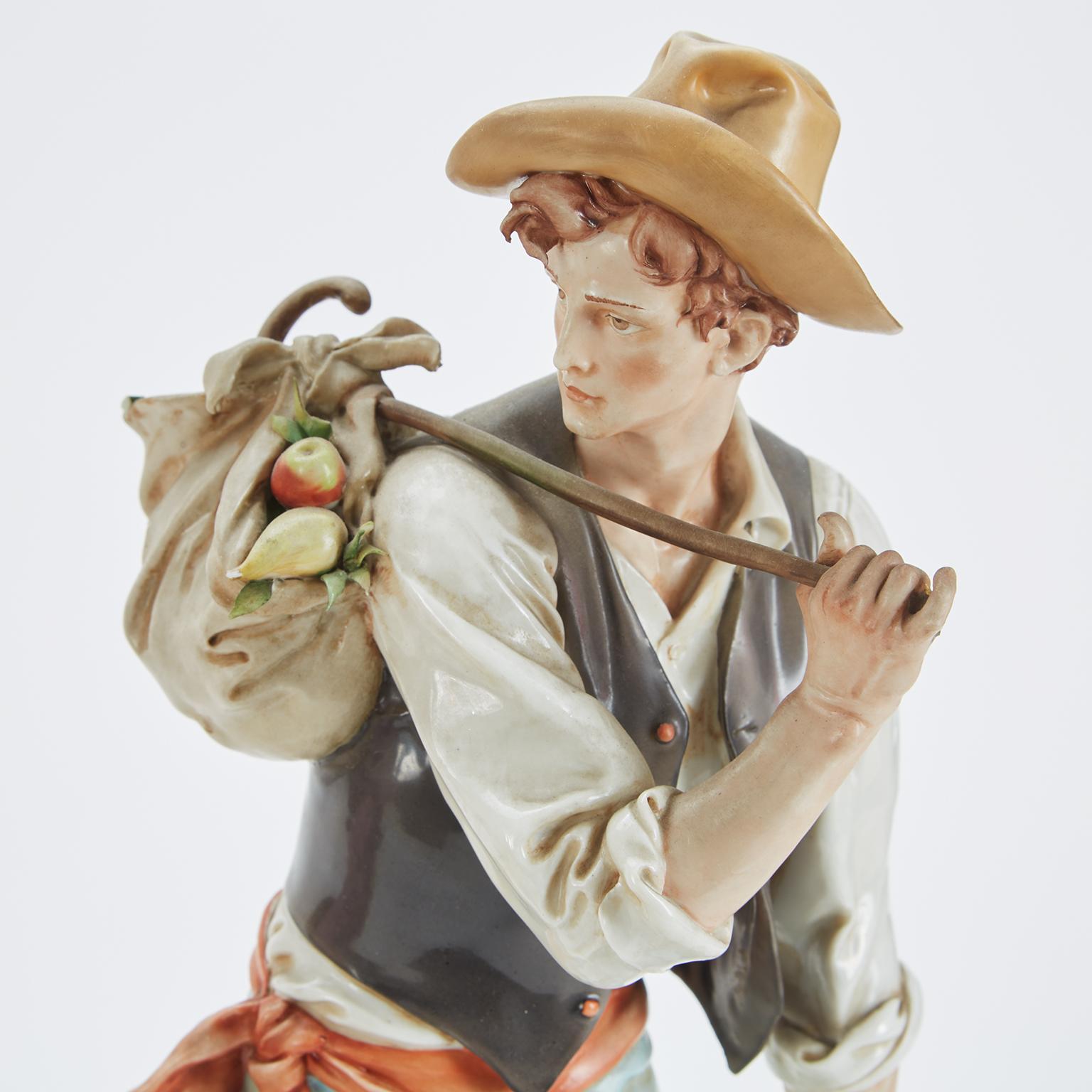 Figura di Contadini Porcellana Italiana Cappe 1960s Allegoria dell Abbondanza en venta 1