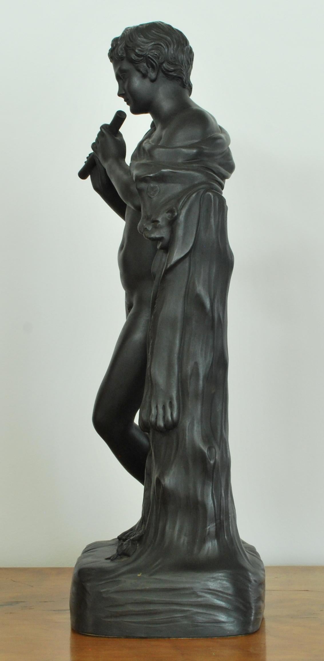 Neoclassical Figure Faun with Flute, Wedgwood, circa 1870 For Sale
