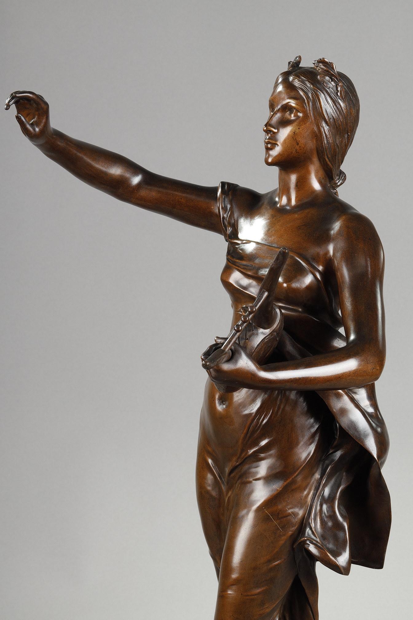 Figure en bronze avec patine de médaille « Muse des Bois » d'après Henri-Louis Levasseur en vente 3