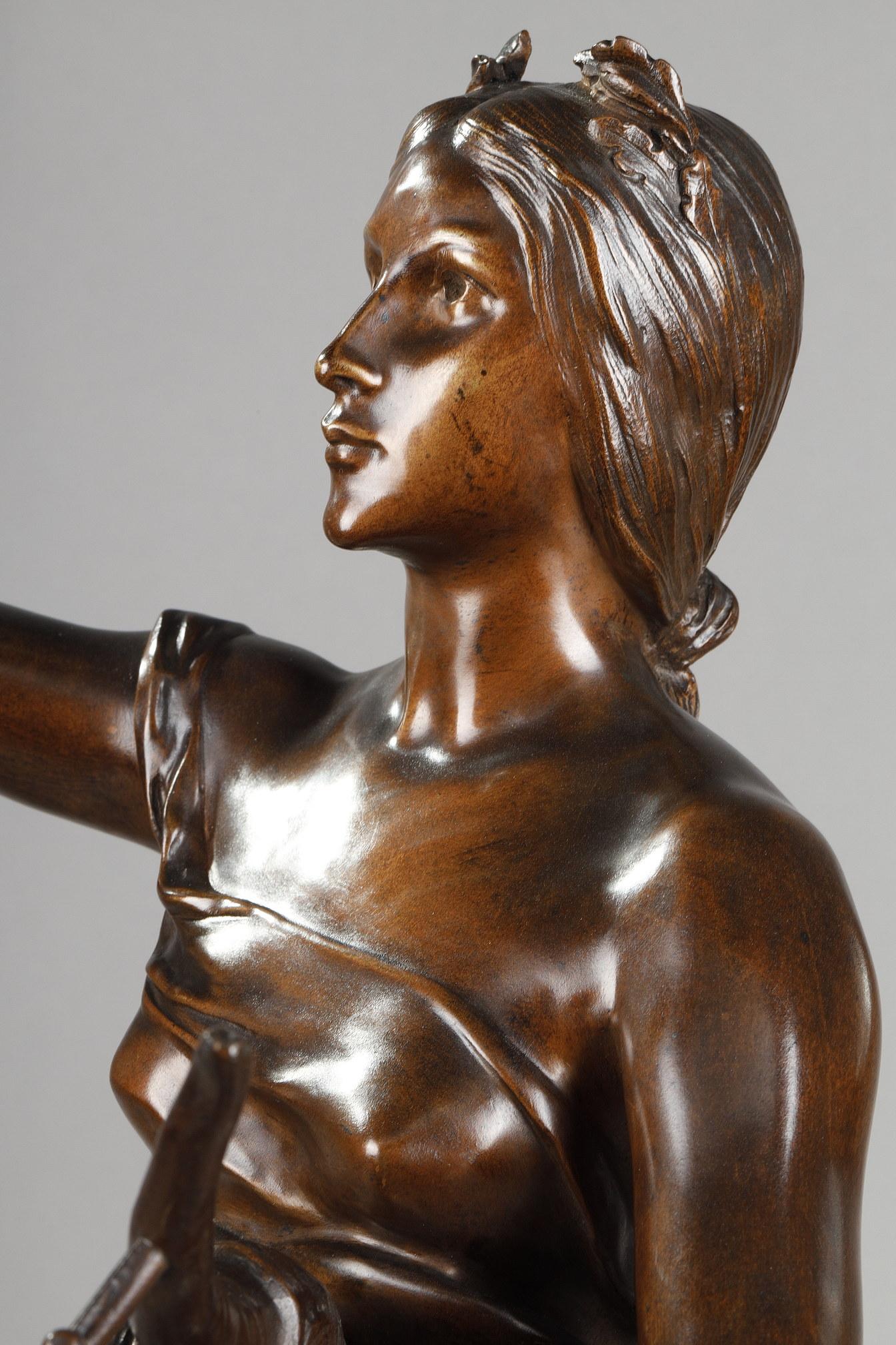 Figur aus Bronze mit Medaille-Patina „Muse Des Bois“ nach Henri-Louis Levasseur im Angebot 5