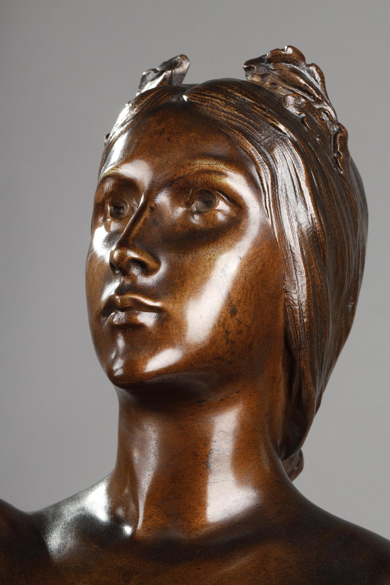 Figur aus Bronze mit Medaille-Patina „Muse Des Bois“ nach Henri-Louis Levasseur im Angebot 6