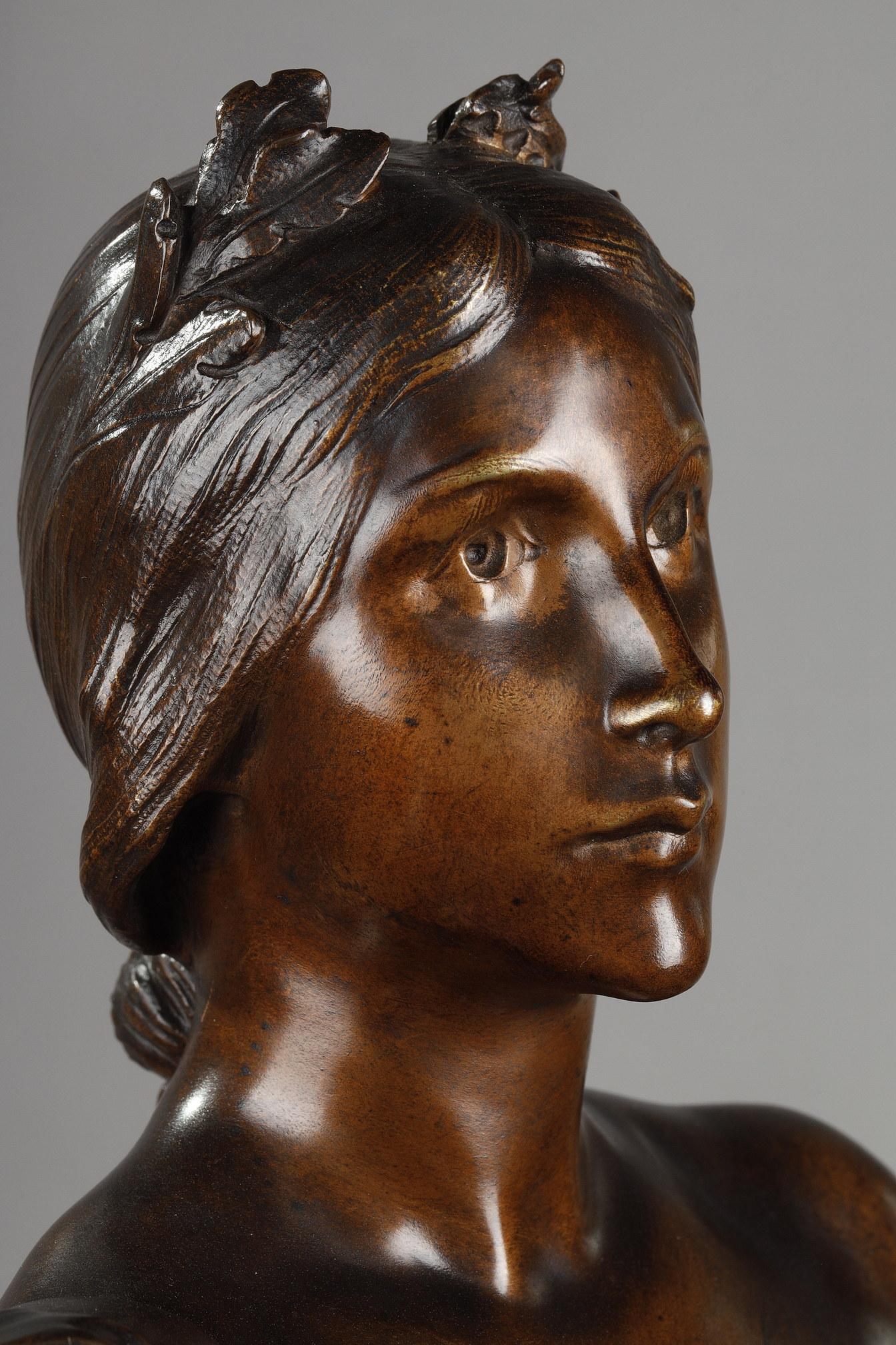 Figur aus Bronze mit Medaille-Patina „Muse Des Bois“ nach Henri-Louis Levasseur im Angebot 8