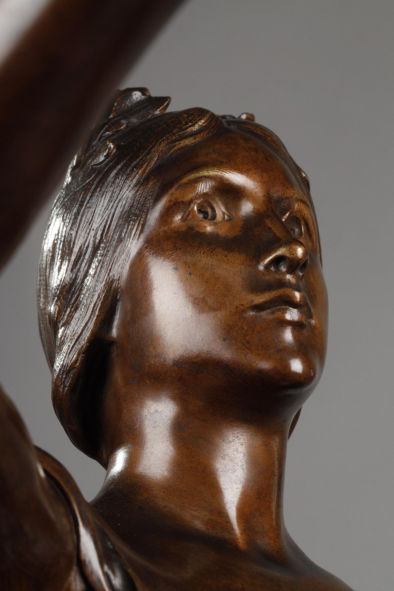 Figur aus Bronze mit Medaille-Patina „Muse Des Bois“ nach Henri-Louis Levasseur im Angebot 9
