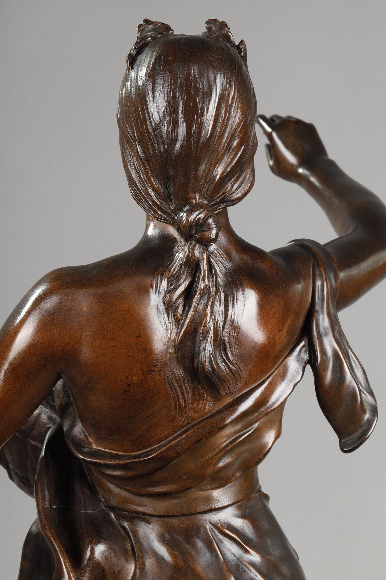 Figure en bronze avec patine de médaille « Muse des Bois » d'après Henri-Louis Levasseur en vente 10