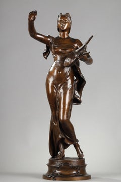 Figure in Bronze with Medal Patina "Muse Des Bois" After Henri-Louis Levasseur