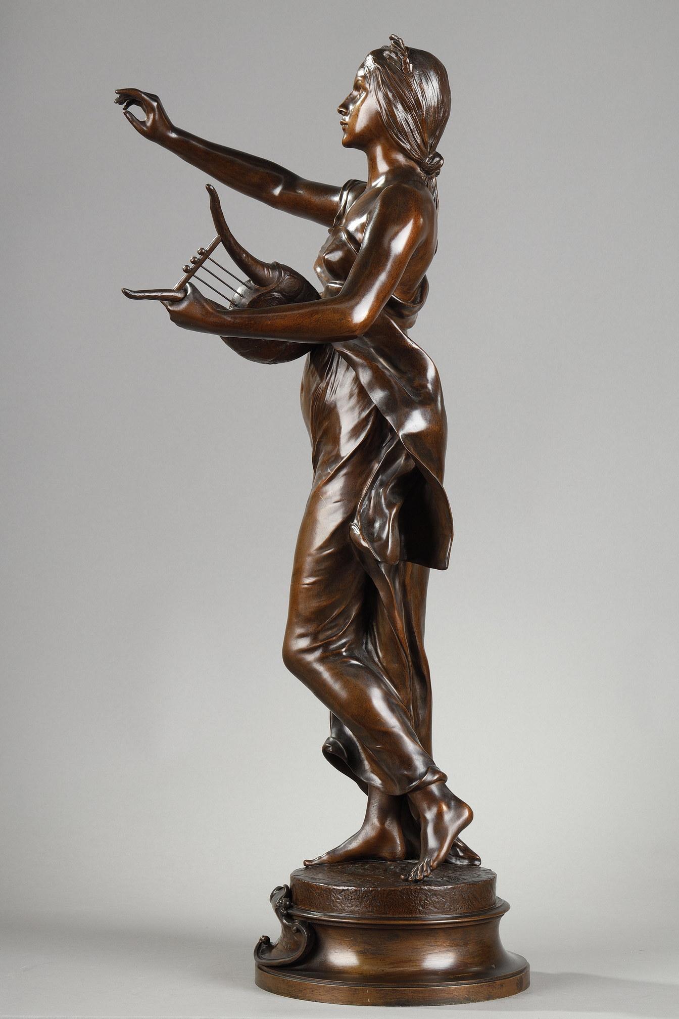 Figur aus Bronze mit Medaille-Patina „Muse Des Bois“ nach Henri-Louis Levasseur (Patiniert) im Angebot