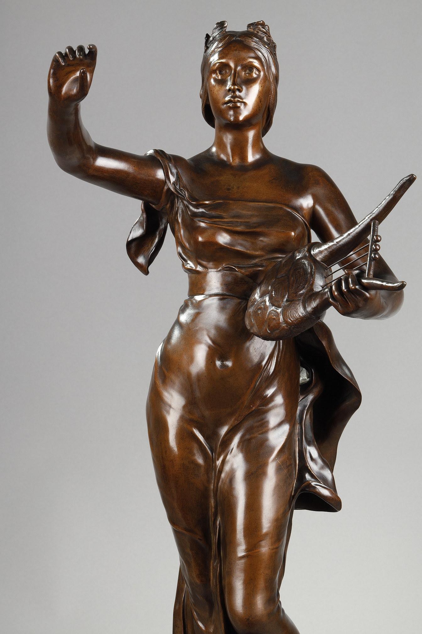 Figur aus Bronze mit Medaille-Patina „Muse Des Bois“ nach Henri-Louis Levasseur im Angebot 2