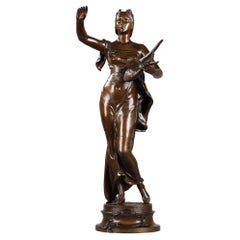 Figure in Bronze with Medal Patina "Muse Des Bois" After Henri-Louis Levasseur
