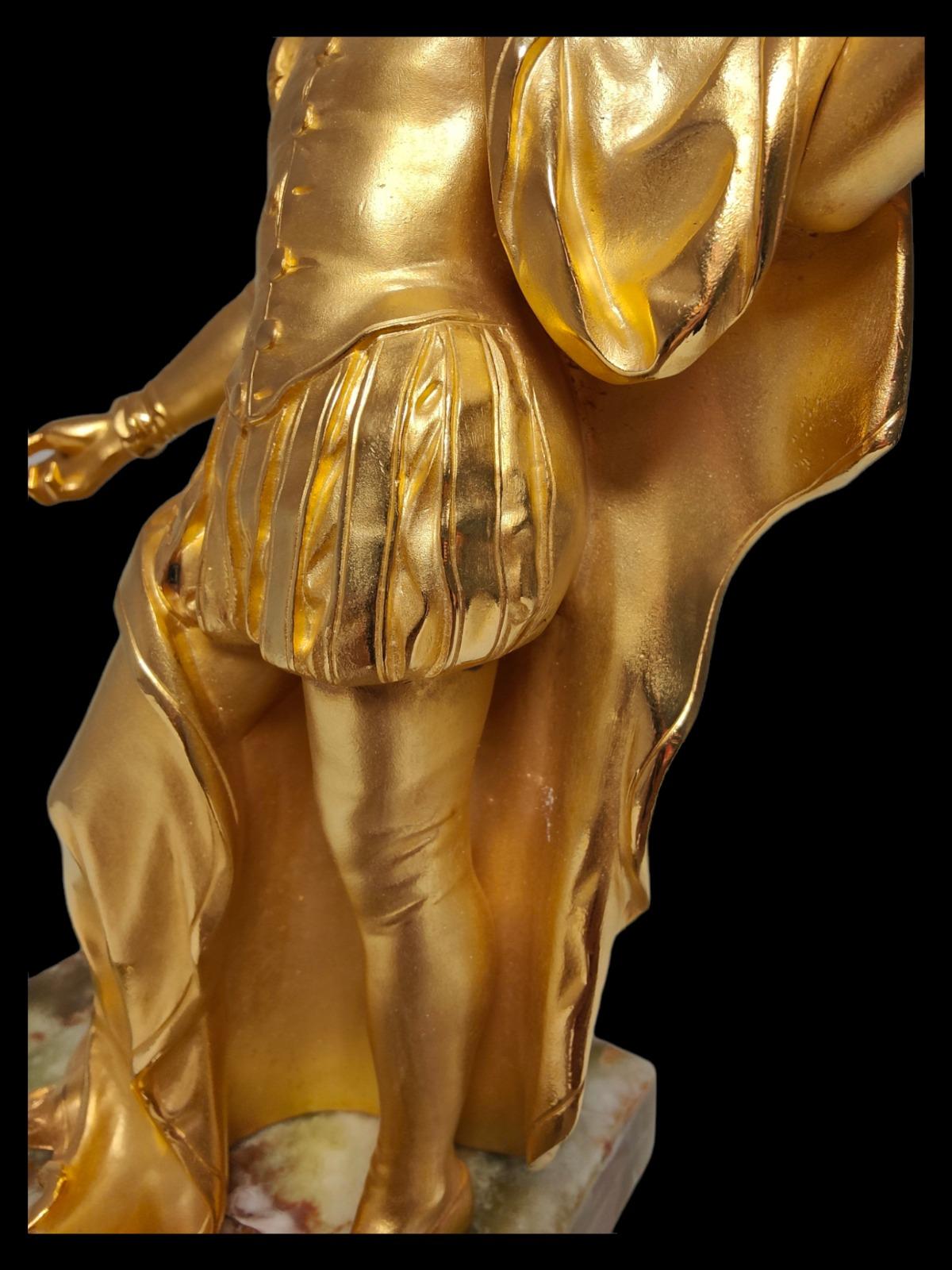 Baroque Figure in Golden Bronze of the  19th Century For Sale