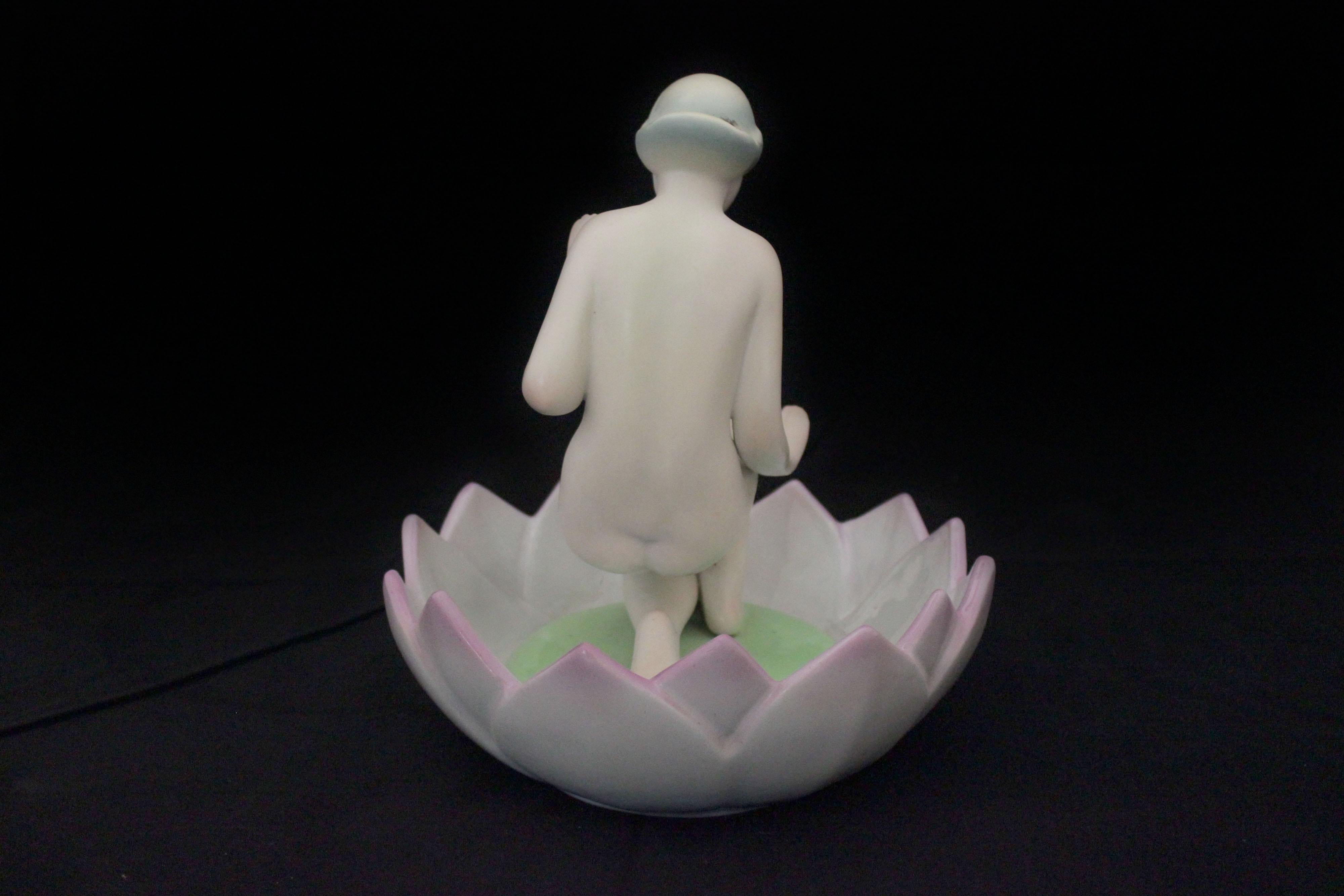 Art Deco Figure of a Girl Kneeling in Petals from Ronzan, 1940s For Sale